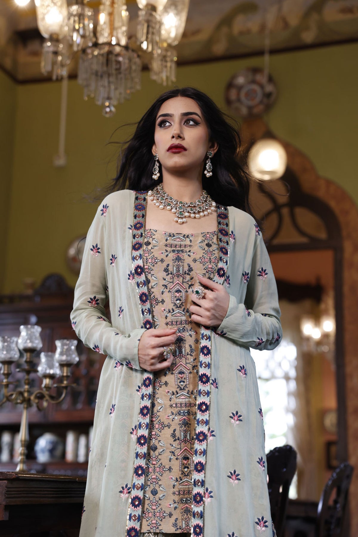 Kurta with Sharara and Cape