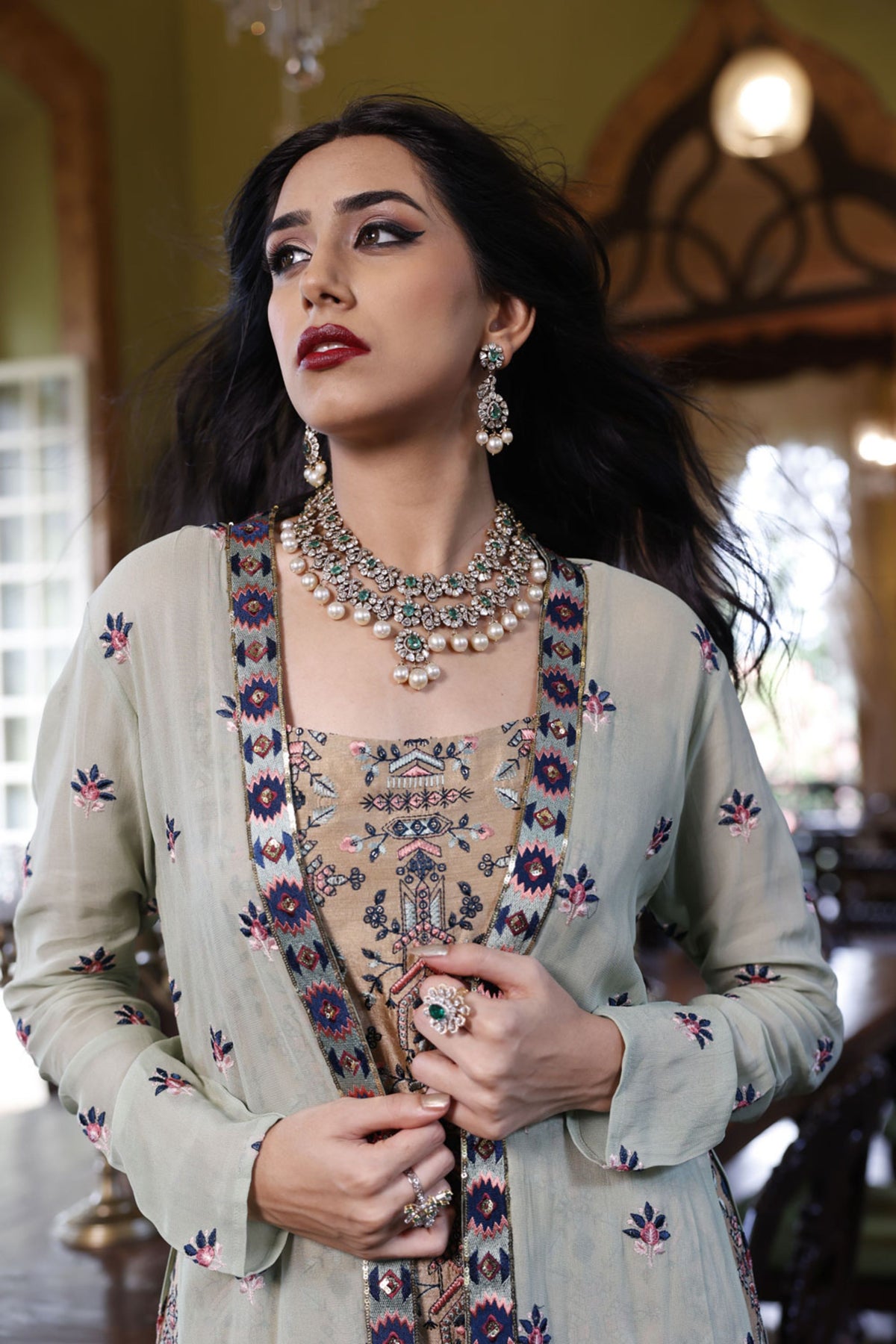 Kurta with Sharara and Cape