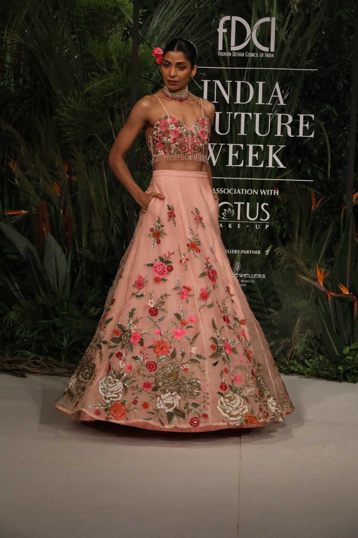 Pink Embroidered Lehenga Set