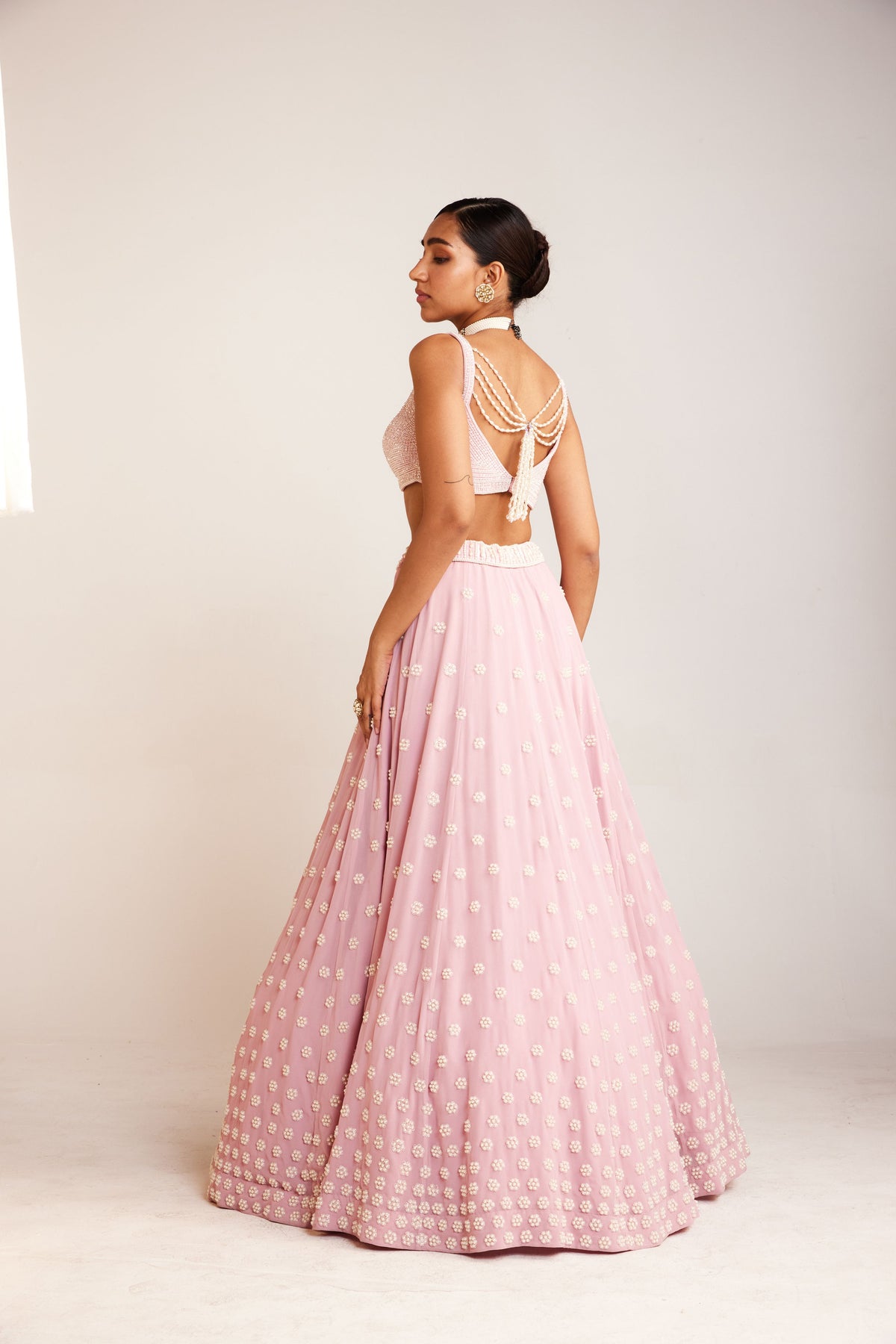 Powder Pink Flower Lehenga Set