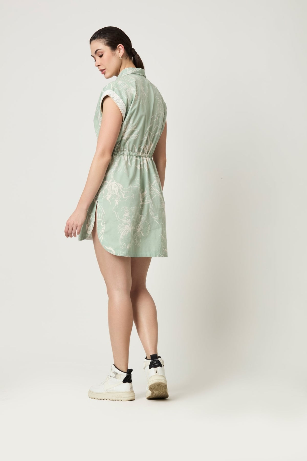 Luna Drawstring Dress With Shirt Collar