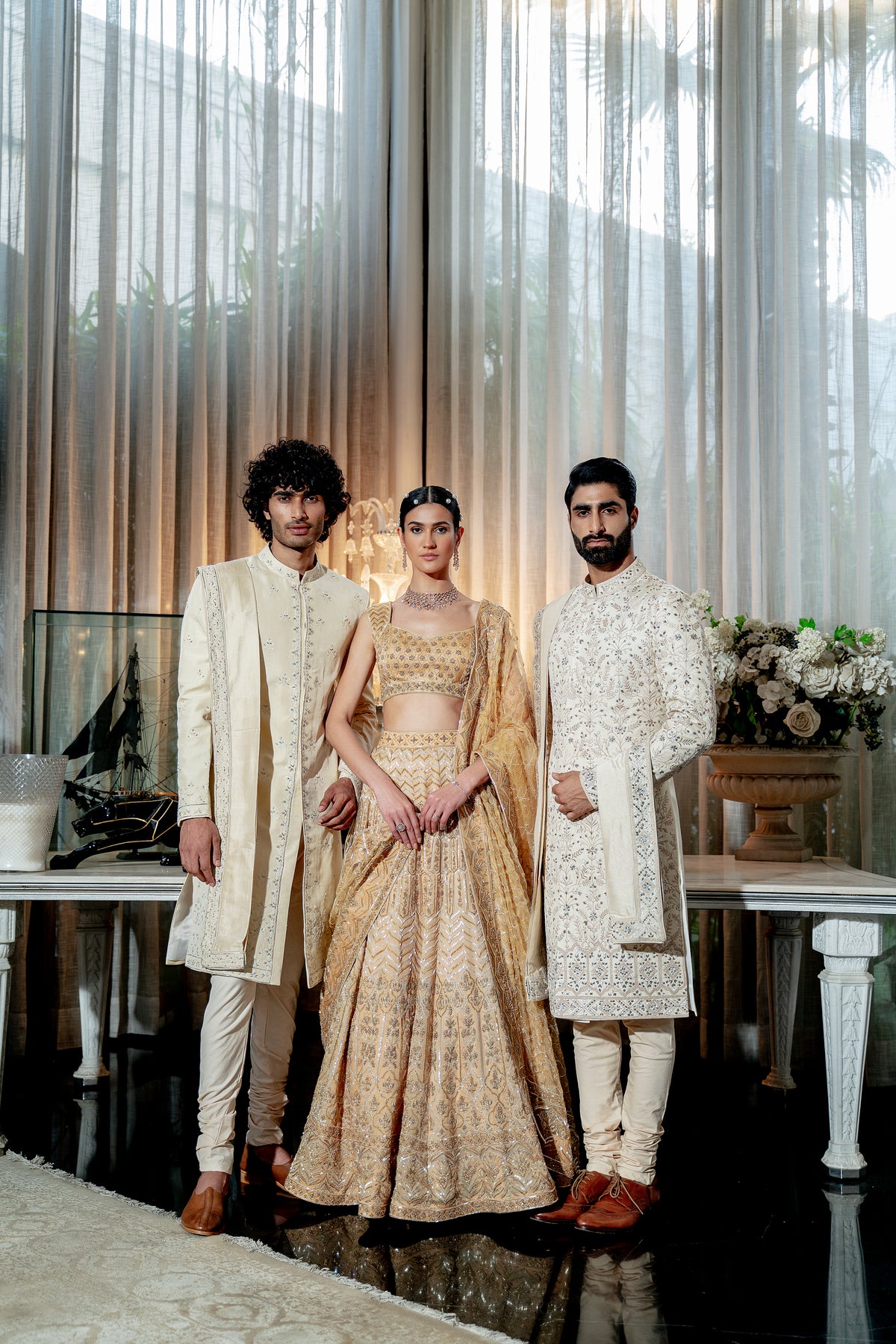 Ivory gold beige sherwani