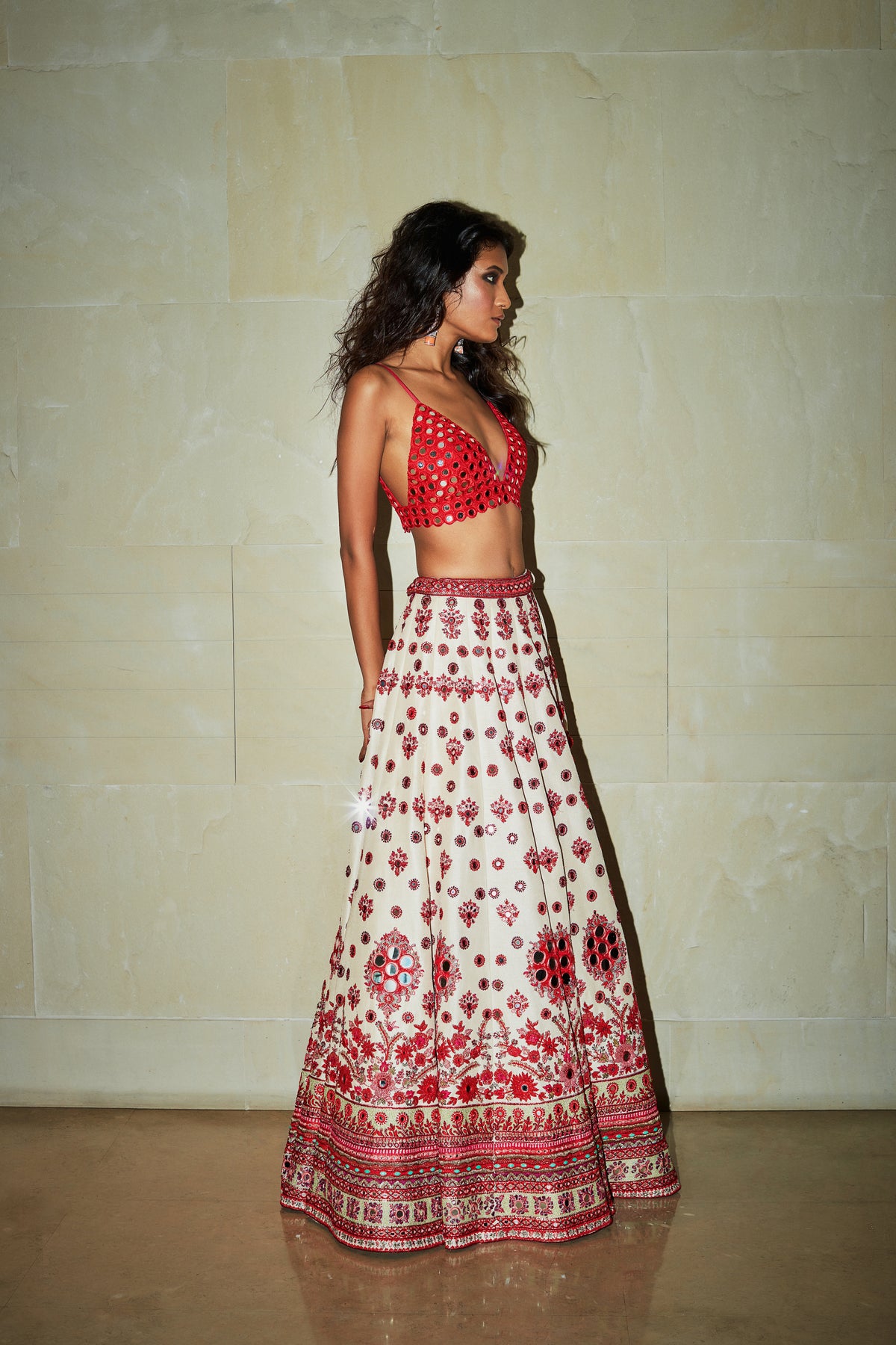 Contrast cameo pink lehenga set