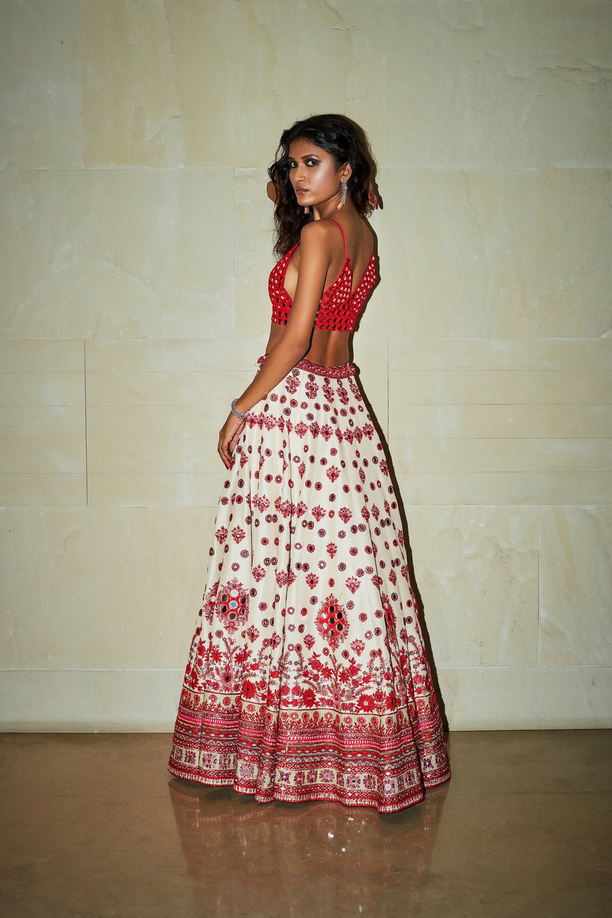 Contrast cameo pink lehenga set