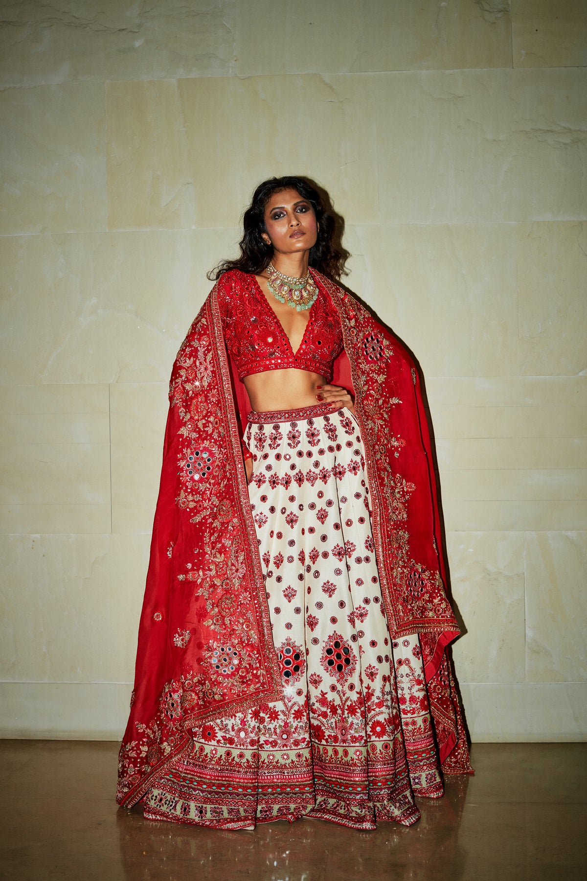 Contrast cameo pink lehenga set