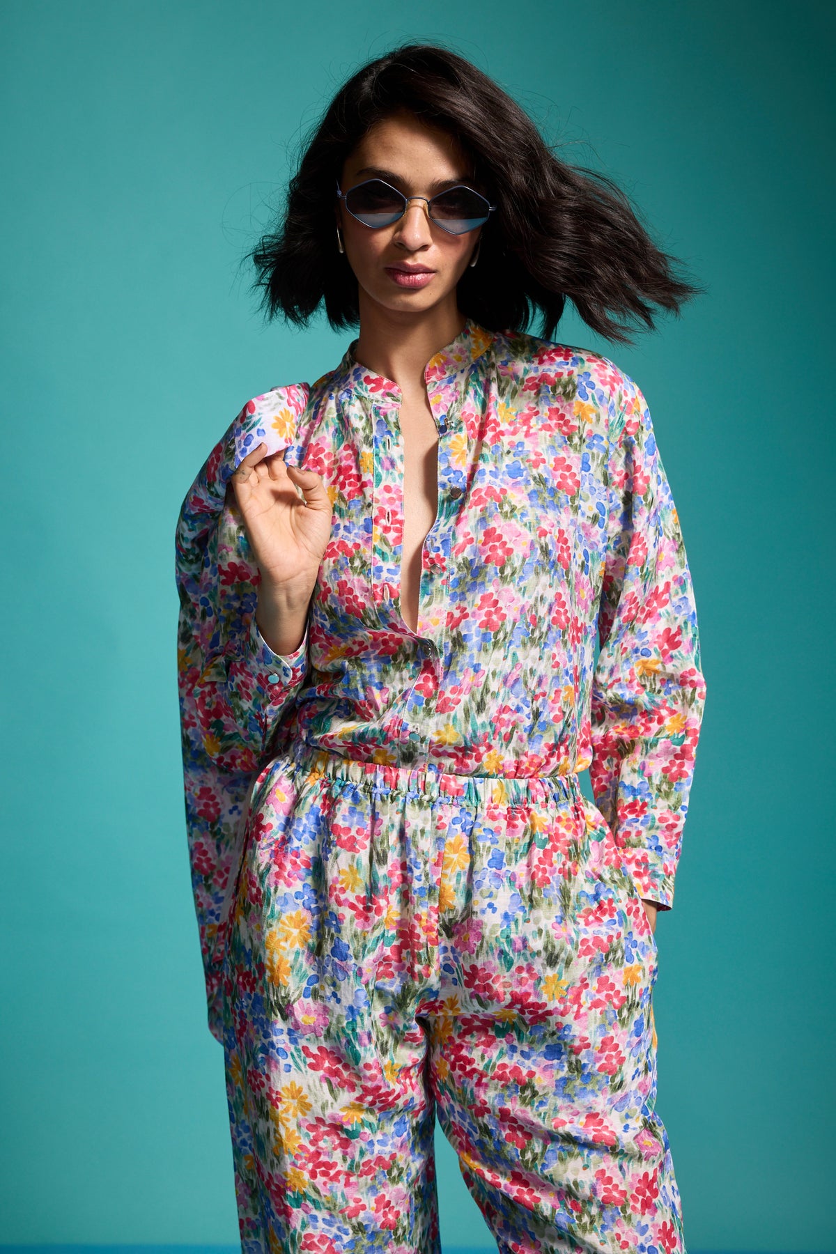 Floral Printed Linen Blazer