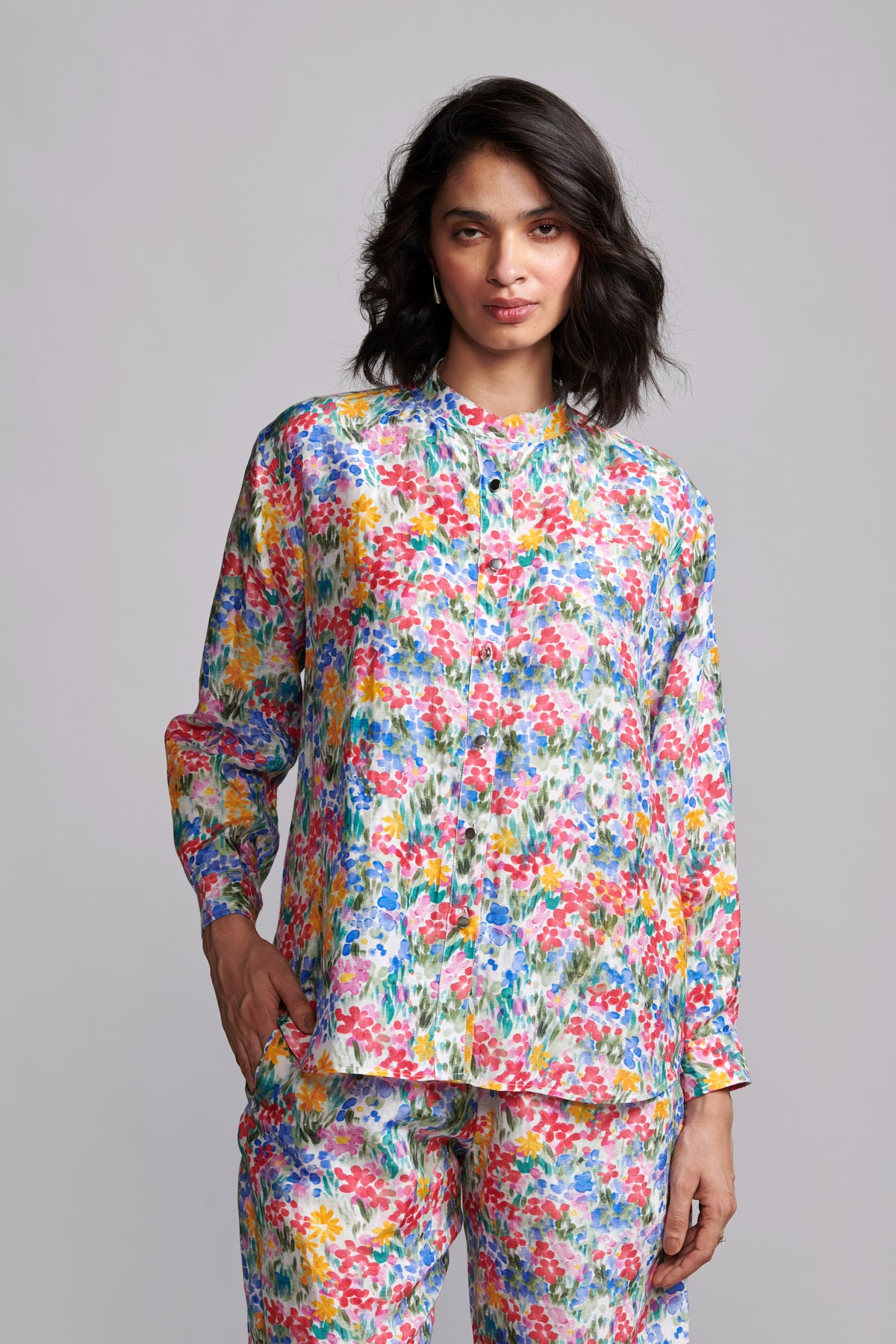 Floral Printed Linen Shirt