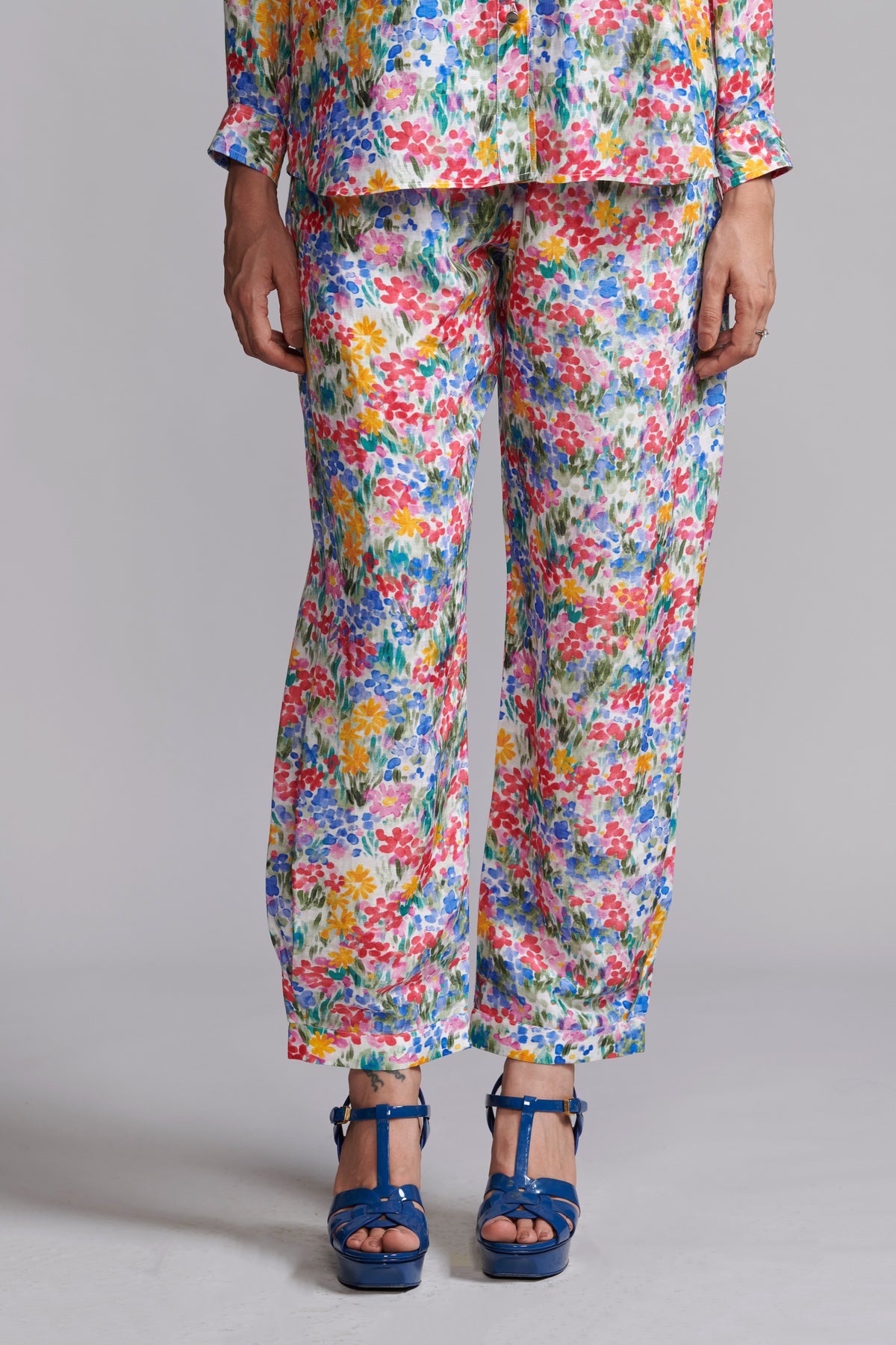 Floral Printed Linen Pant