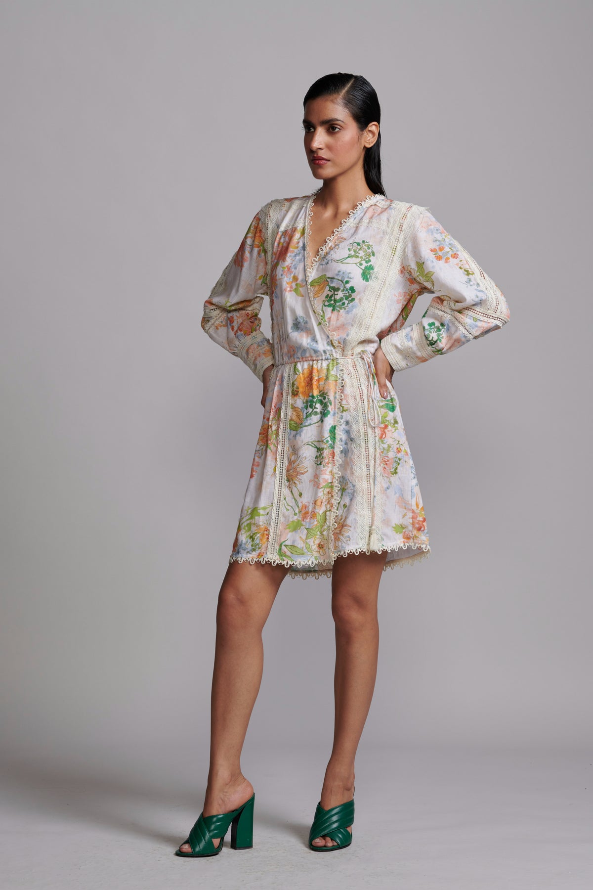 Lace Wrap Multi Colour Dress