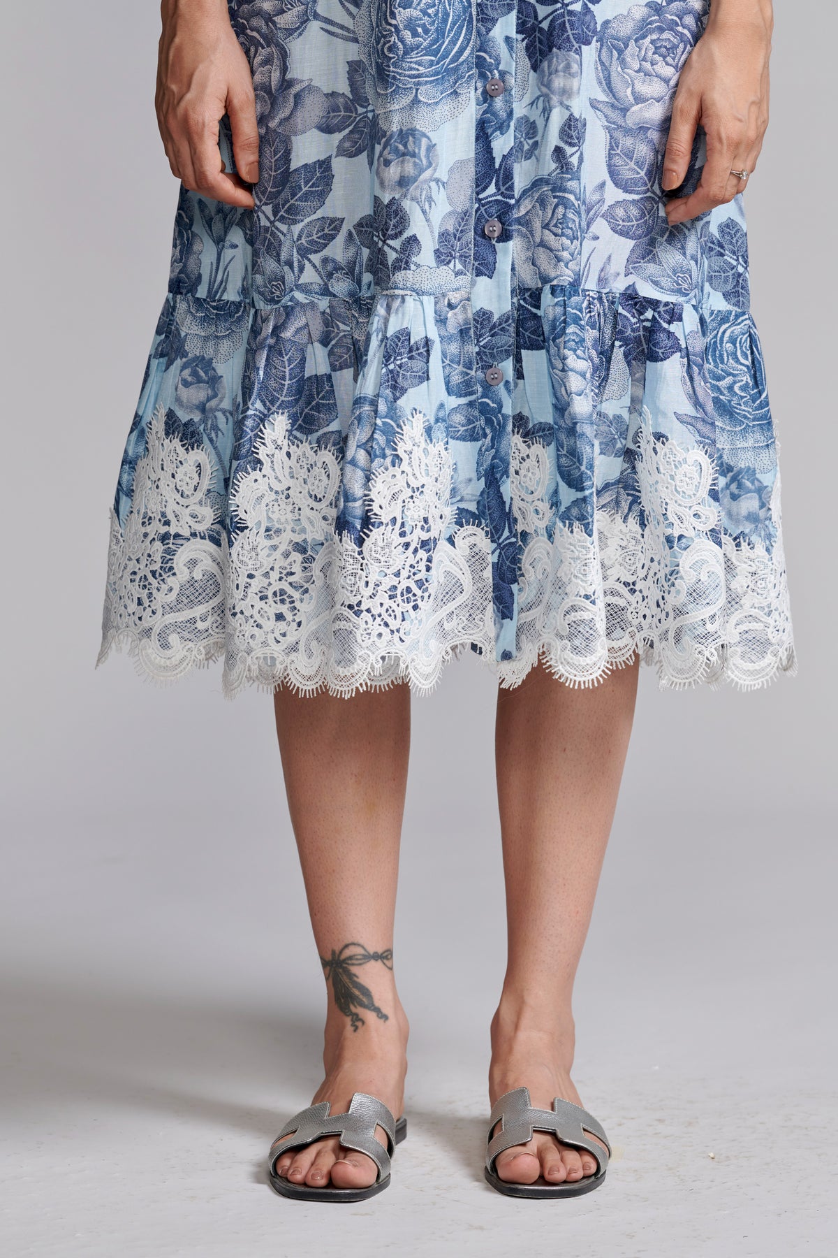 Blue Floral Blue Midi Dress