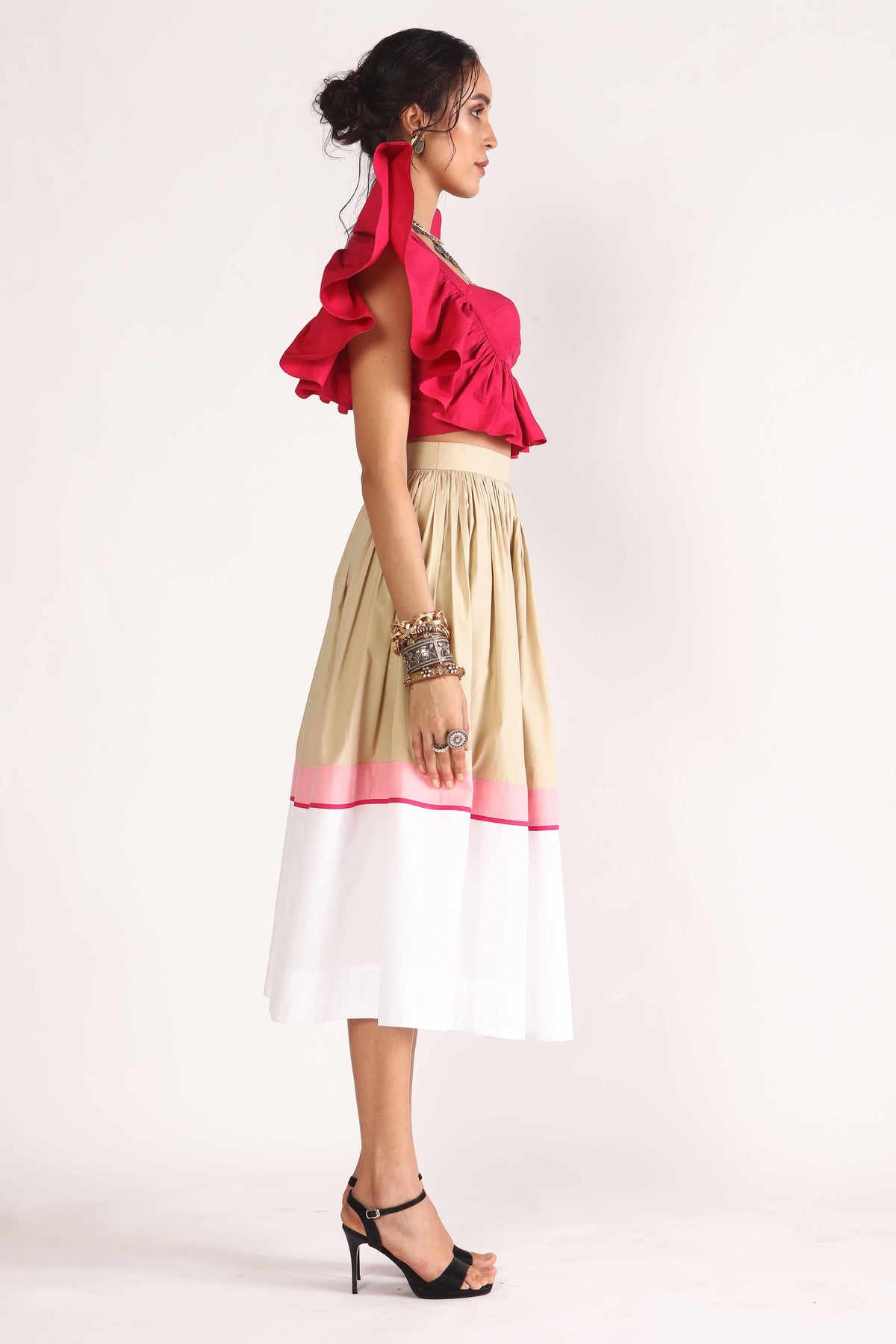 Missy Gathered Color Block Skirt