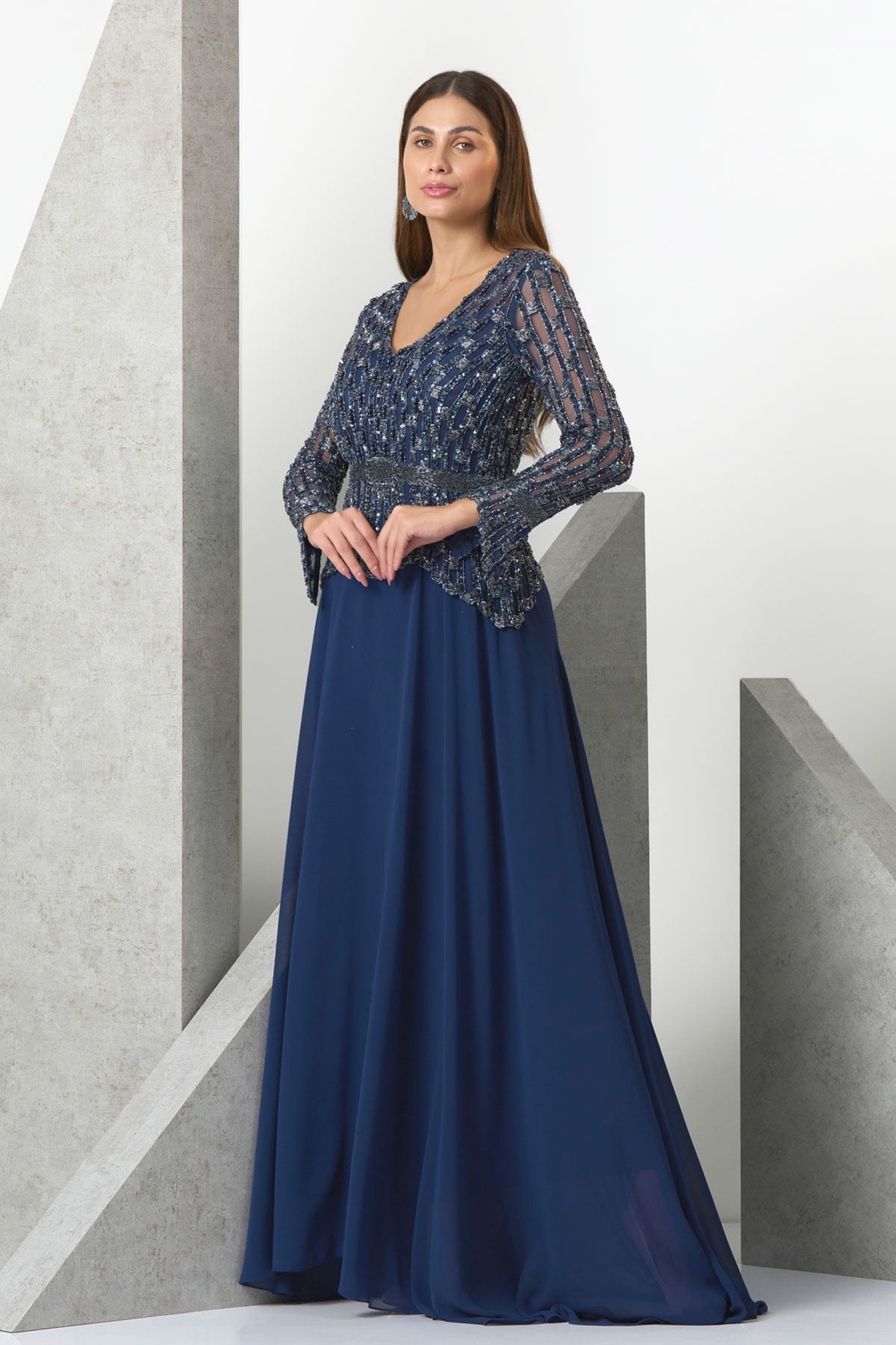 Avigal Deep Blue Evening Gown