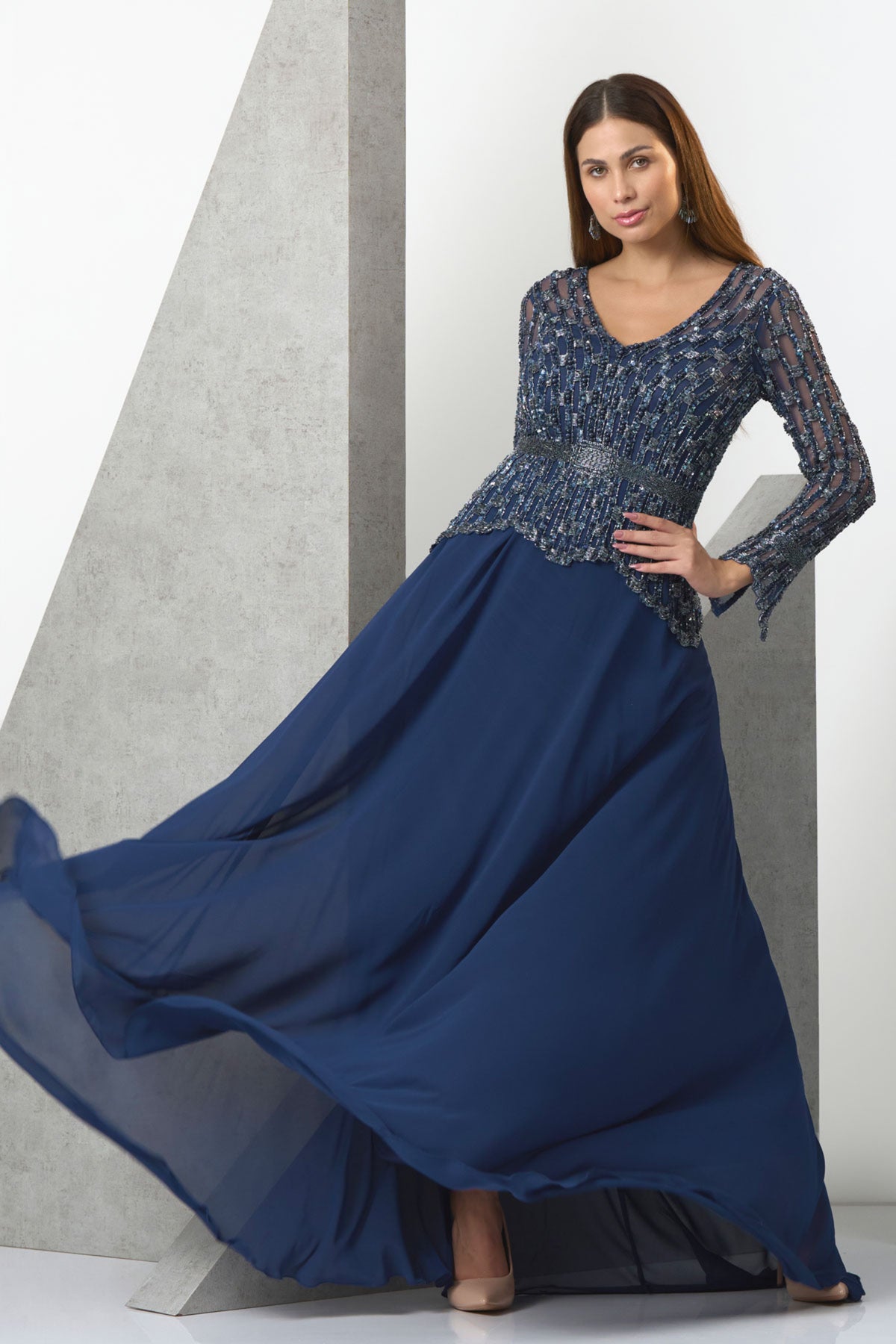 Avigal Deep Blue Evening Gown