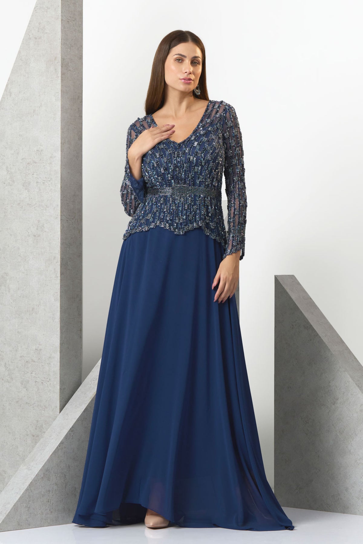 Avigal Deep Blue Evening Gown