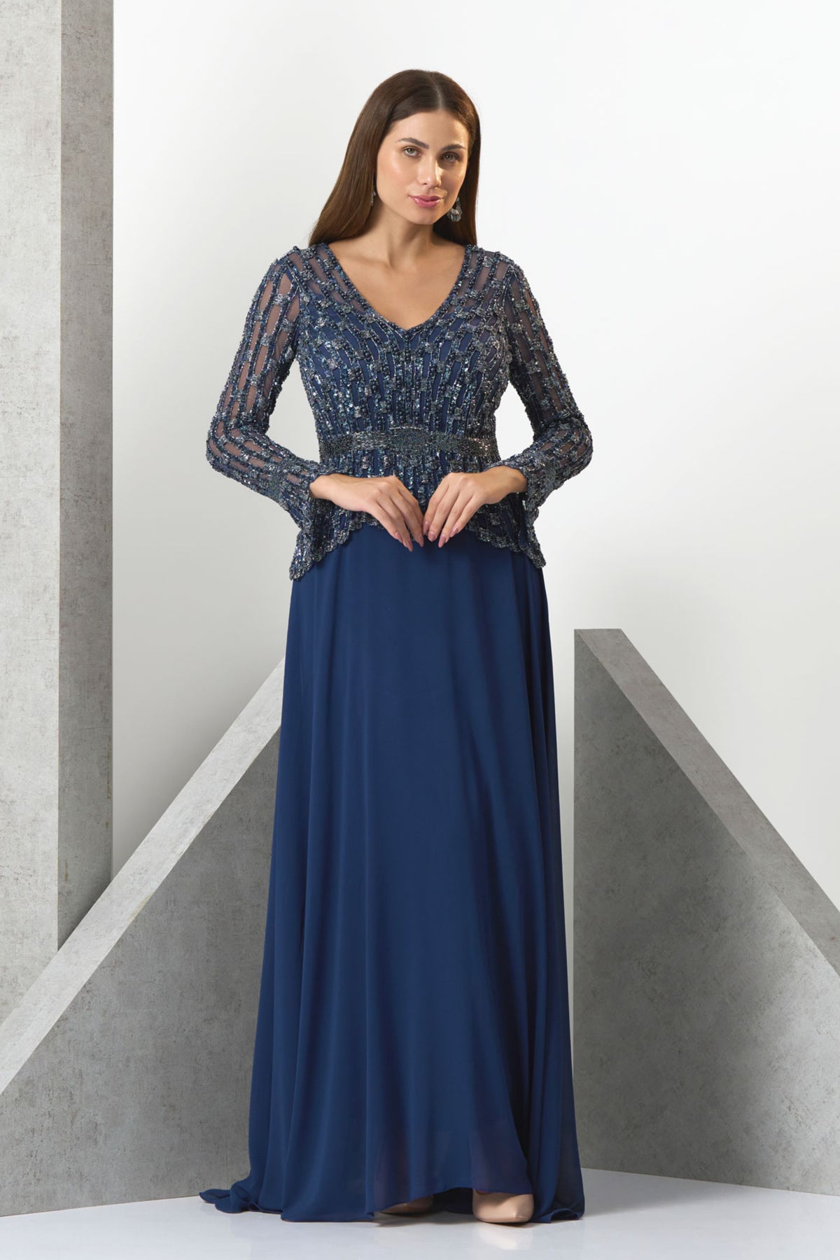 Avigal Deep Blue Evening Gown