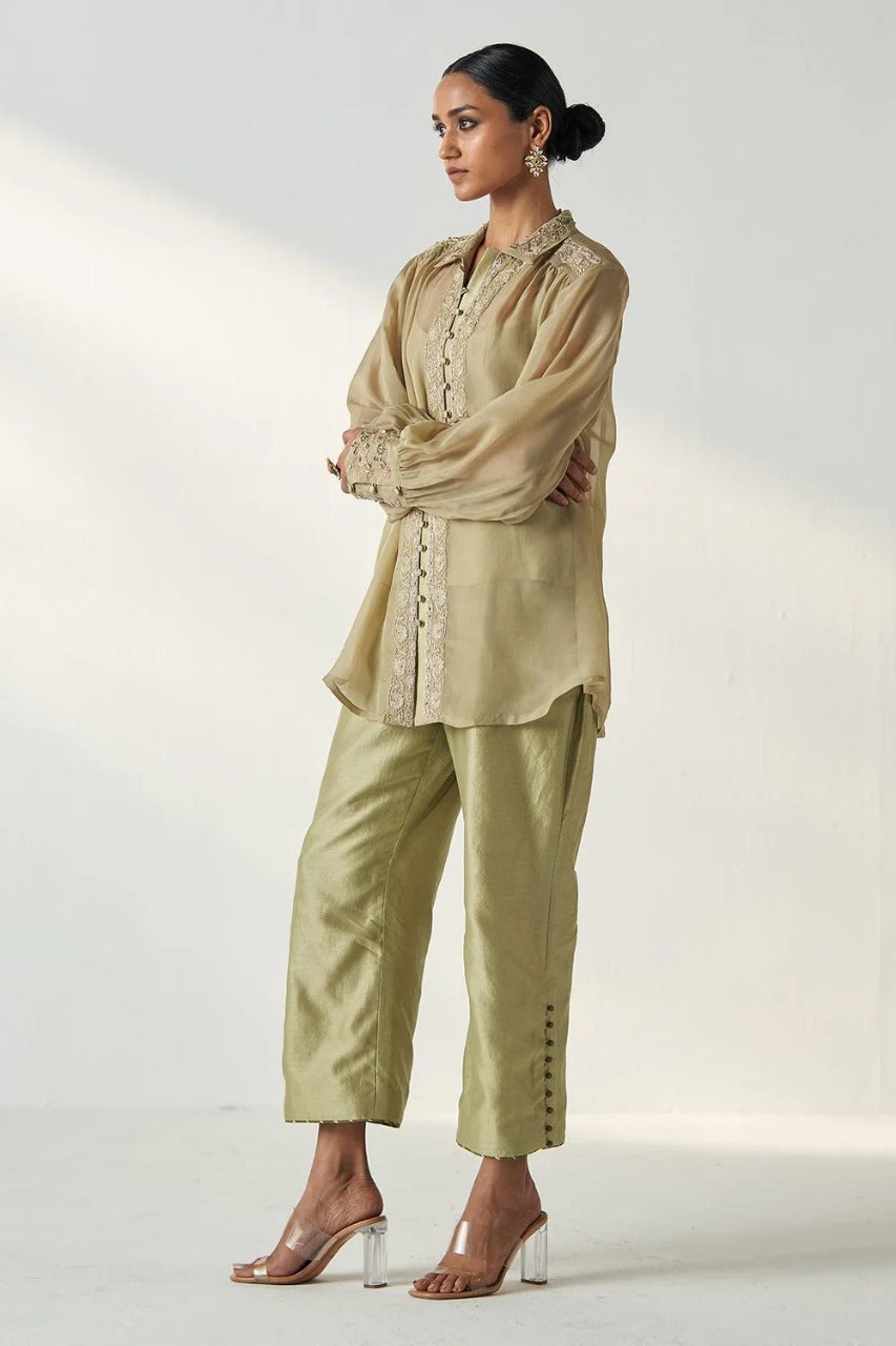 Oorvi Green Shirt Pant Set