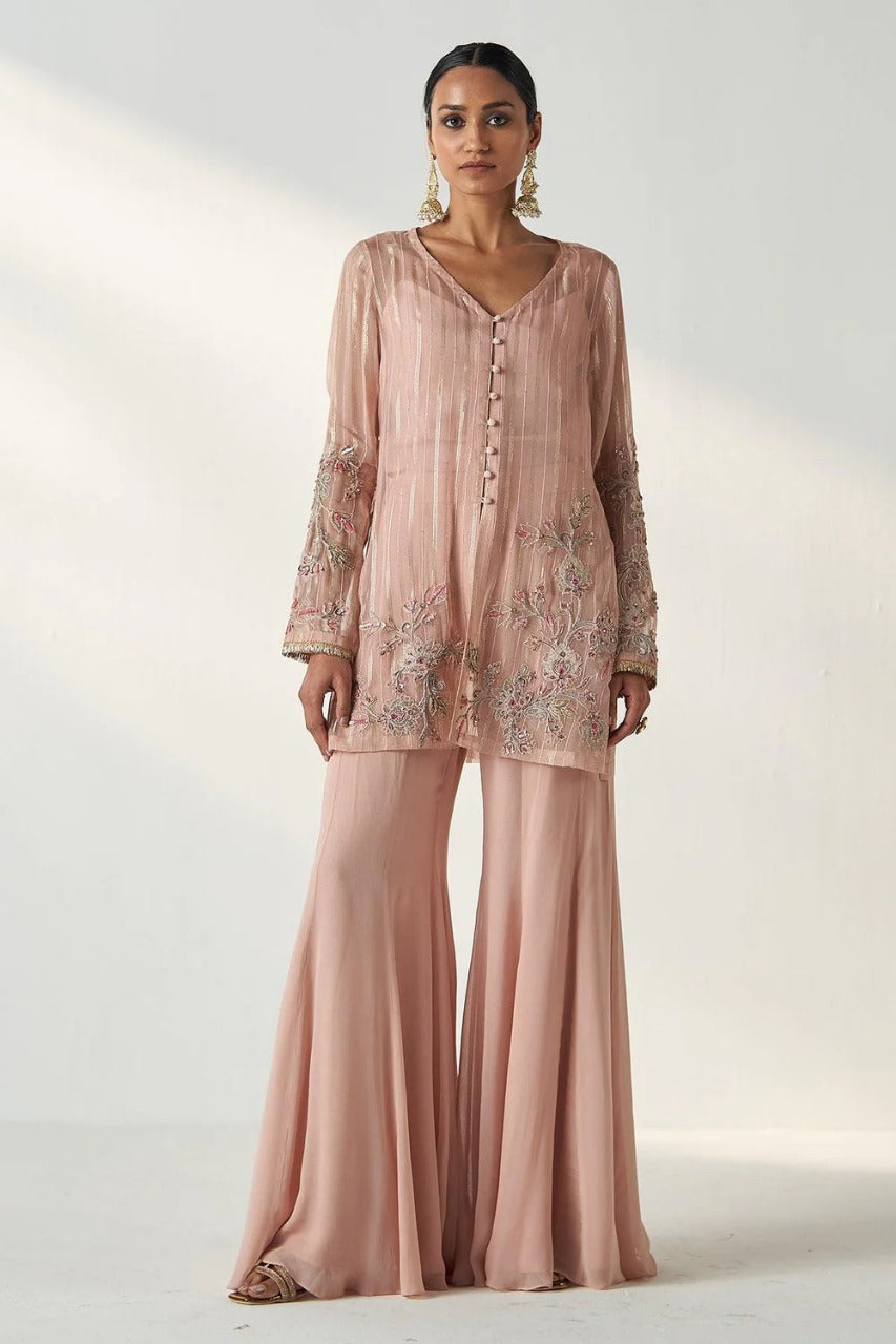 Tara Blush Pink Sharara Set