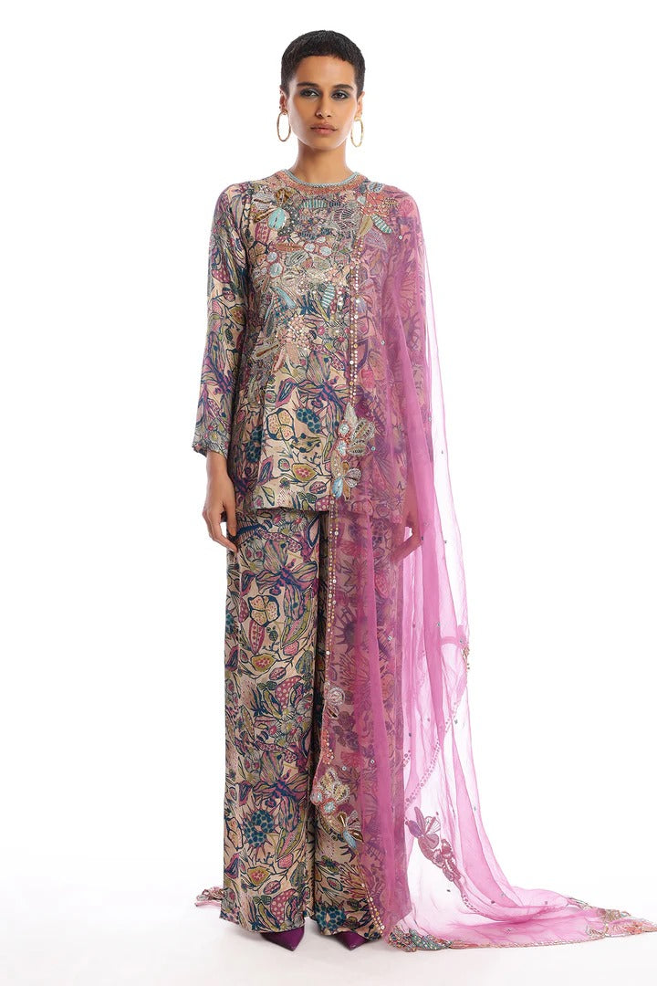 Pink &amp; Green Euphoria Kurta Set