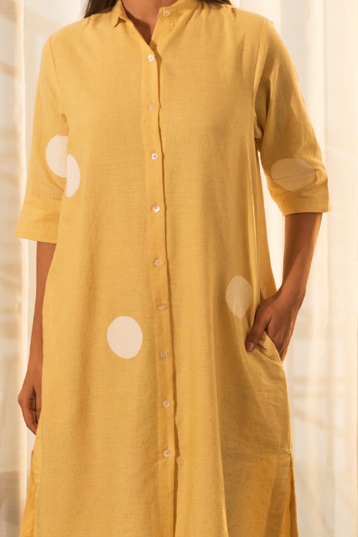 Yellow Polka Shirt Dress