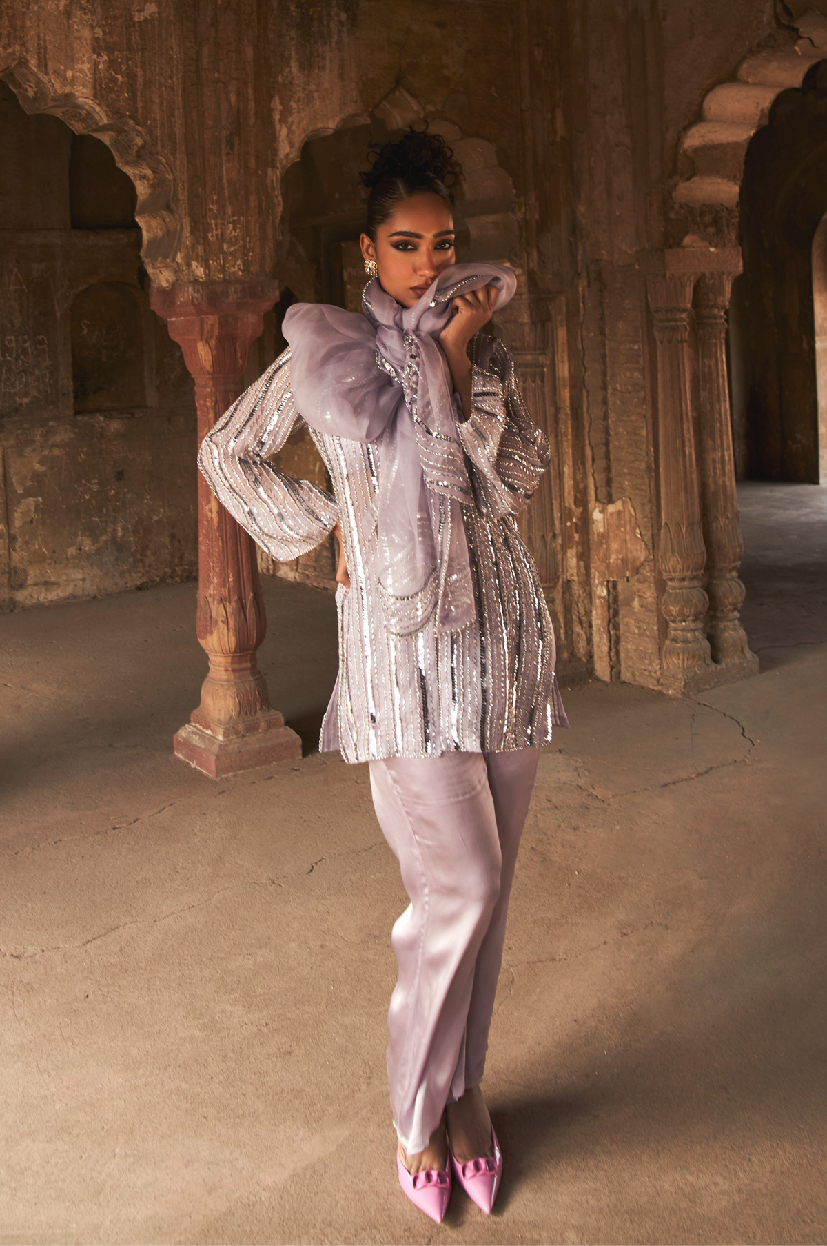 Lilac Zeya Organza Suit Set