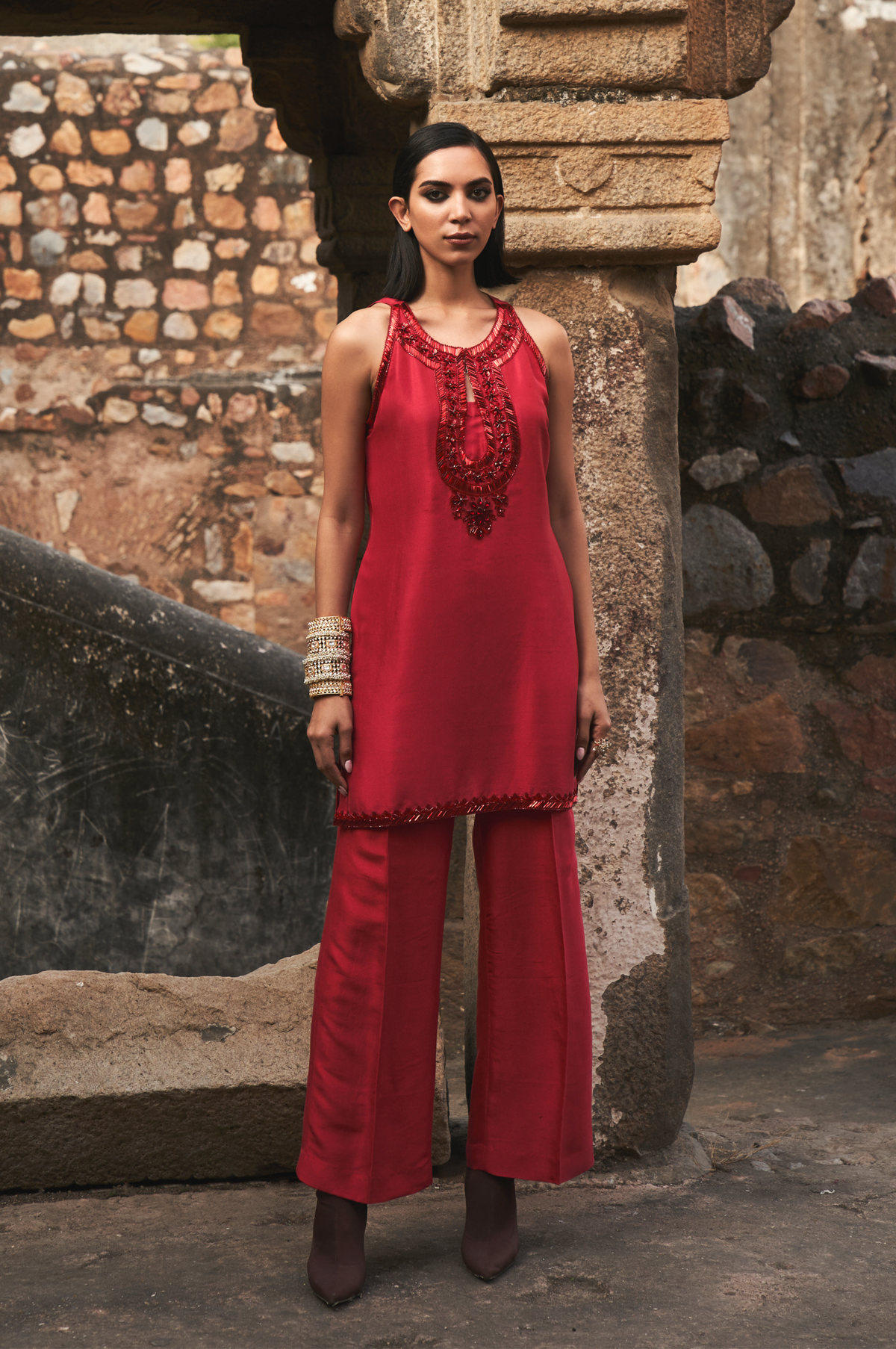 Red on Red Zeya Silk Set