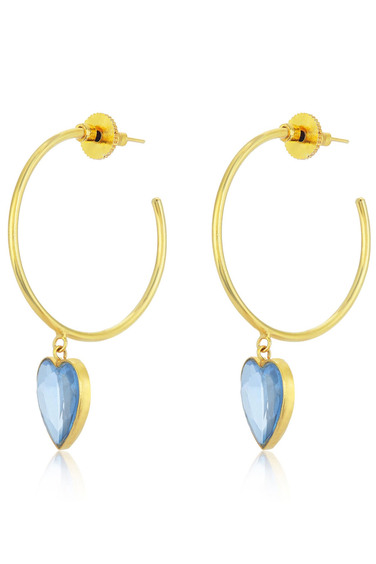 Rena heart blue hoop earrings