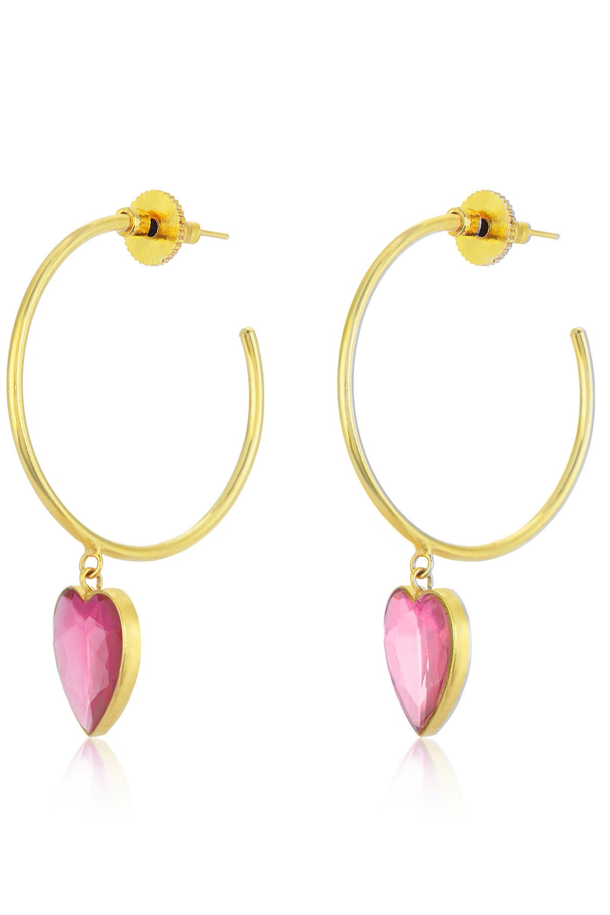 Rena heart magenta hoop earrings