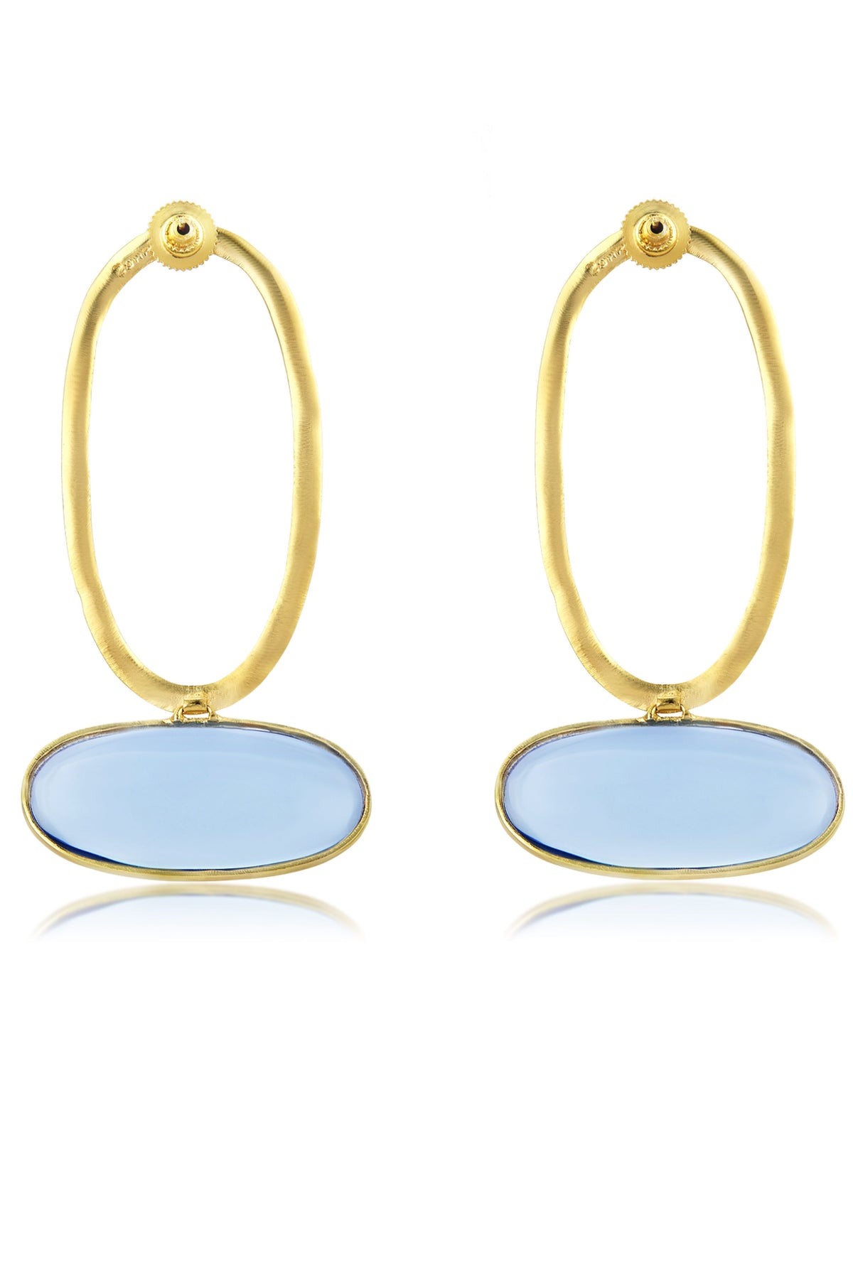 Blue iris hoop earrings