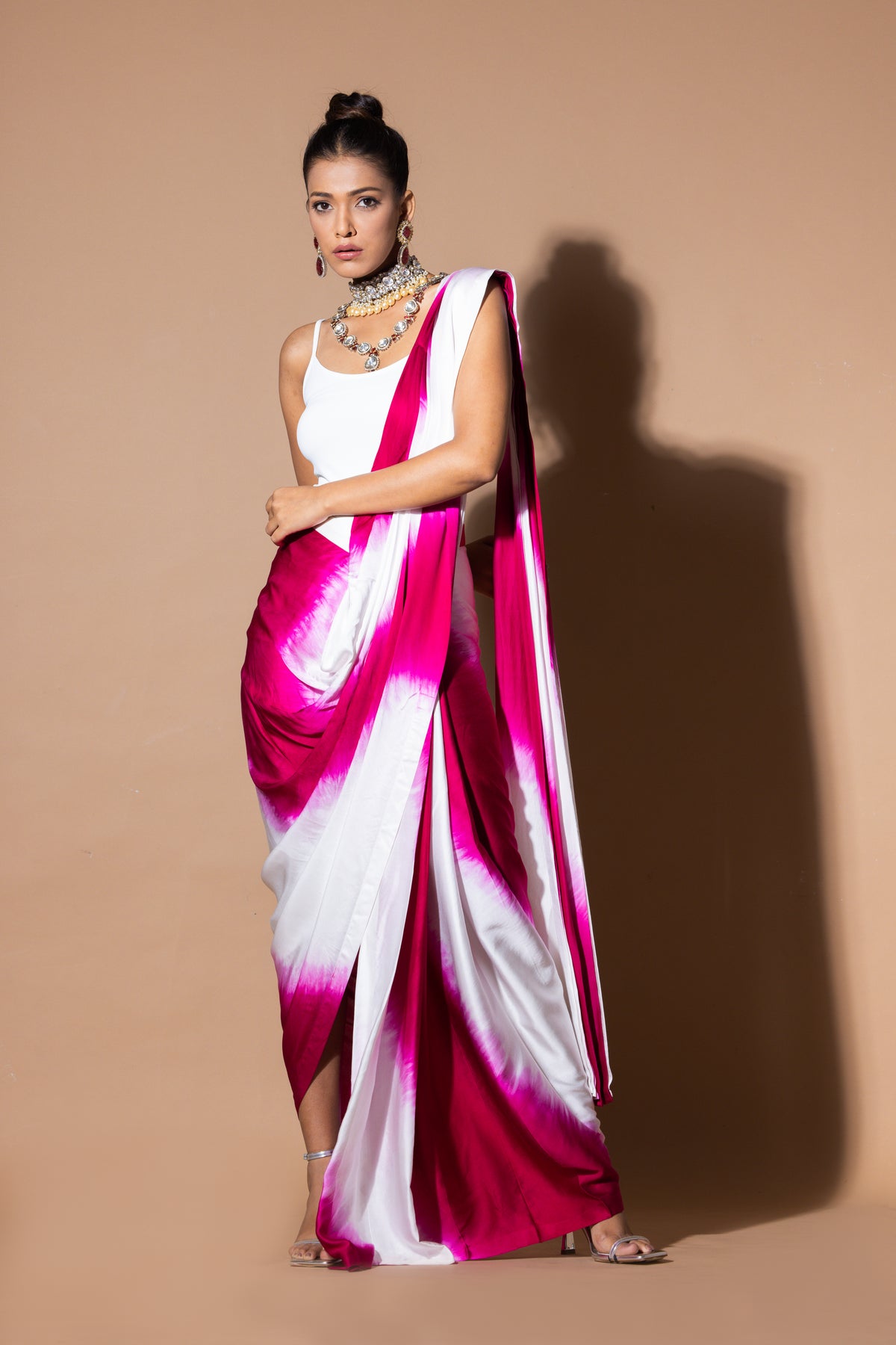 Lustrous Pre Draped Pink Saree