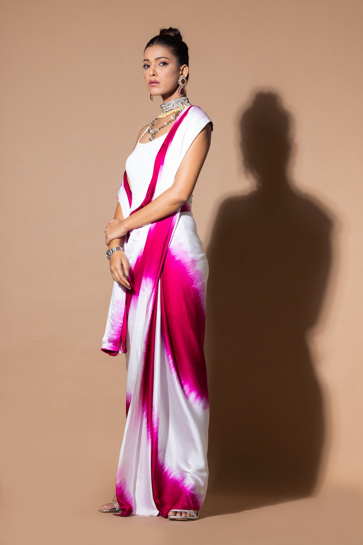 Lustrous Pre Draped Pink Saree