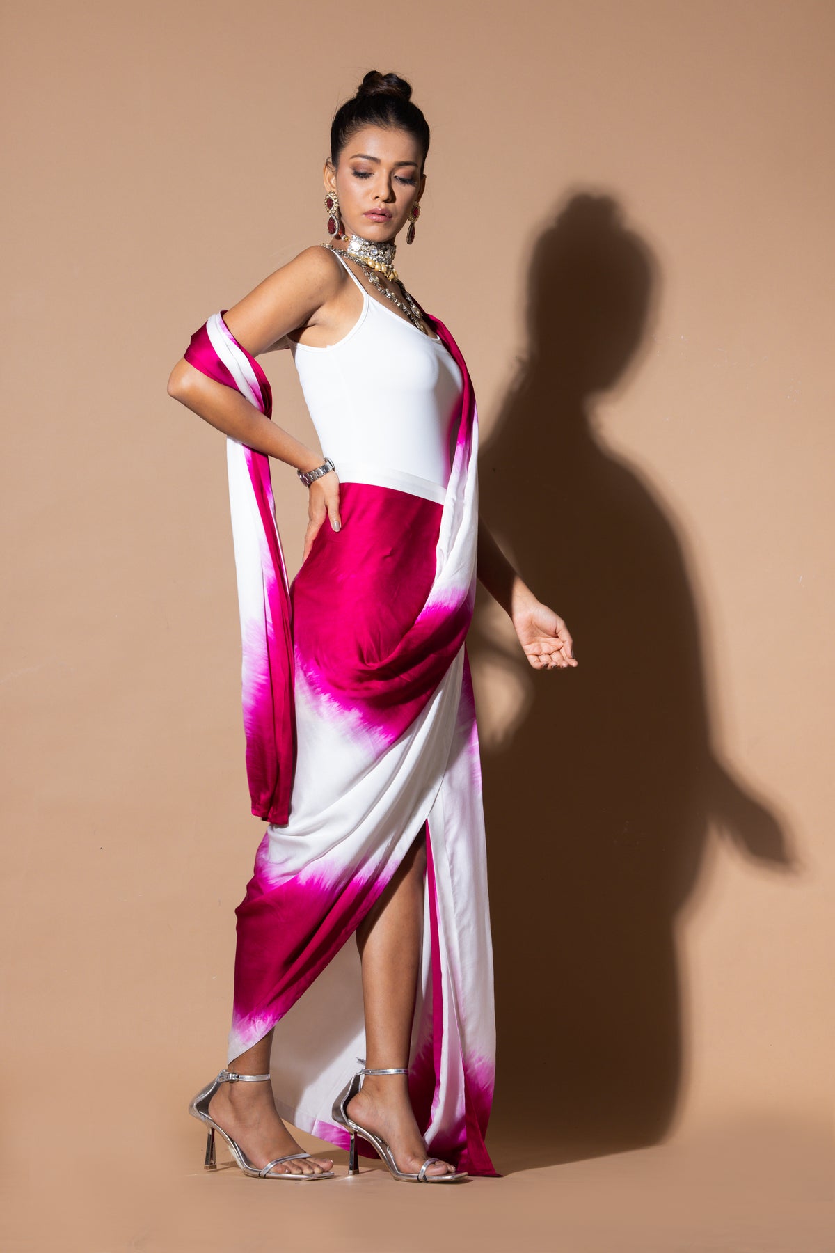 Lustrous Pre Draped Pink Saree