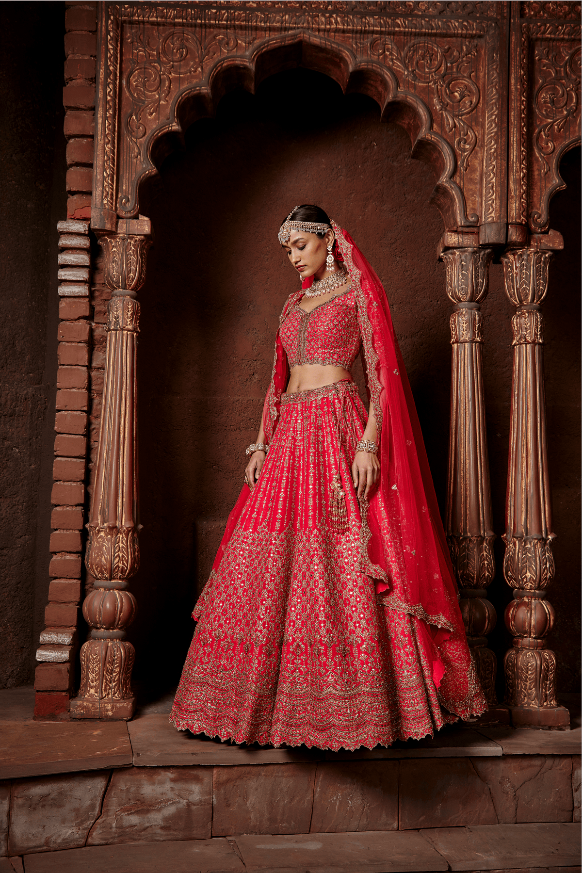 Fuschia Red  Raw Silk Lehenga