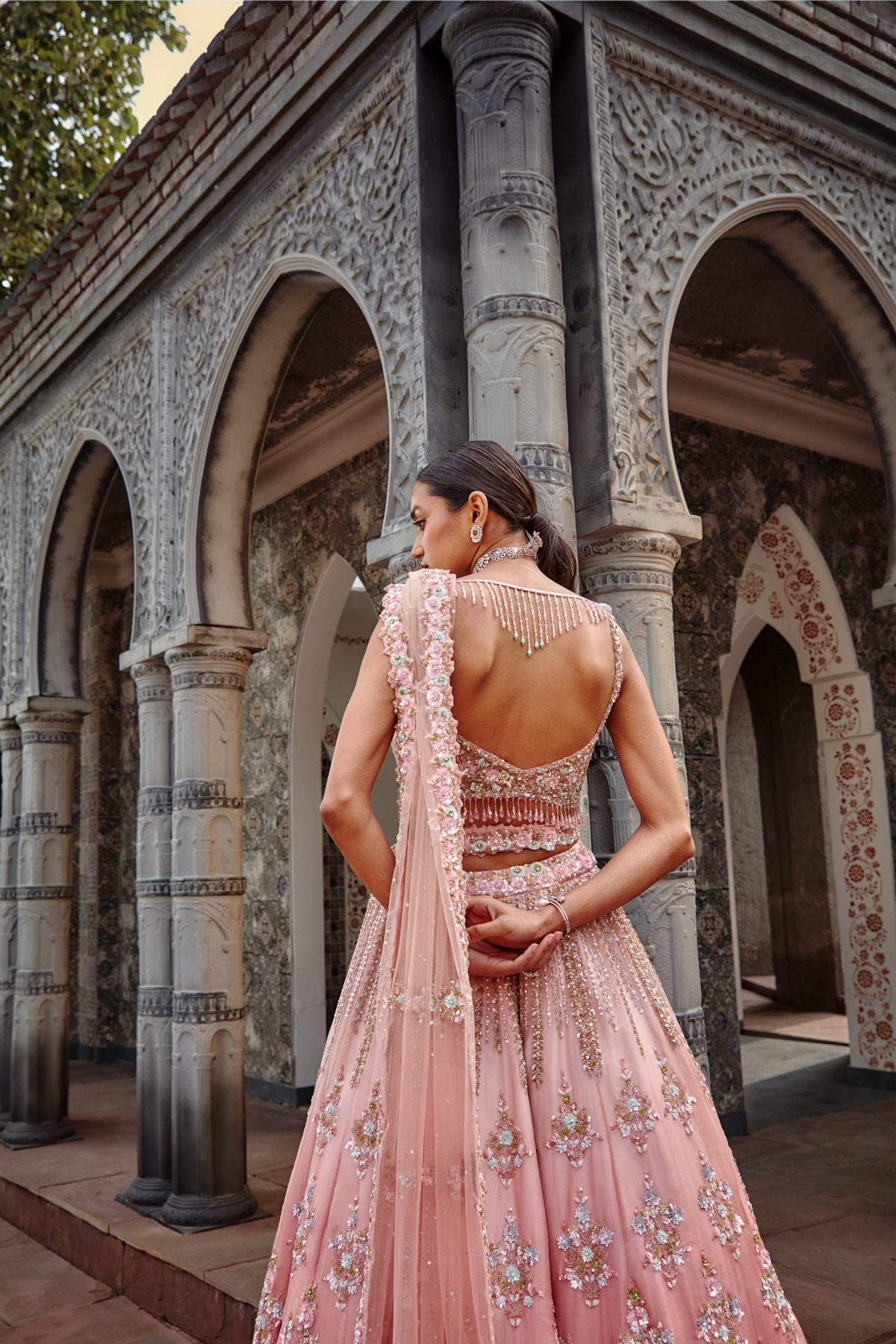 Rose Ombrey Organza Lehenga Set