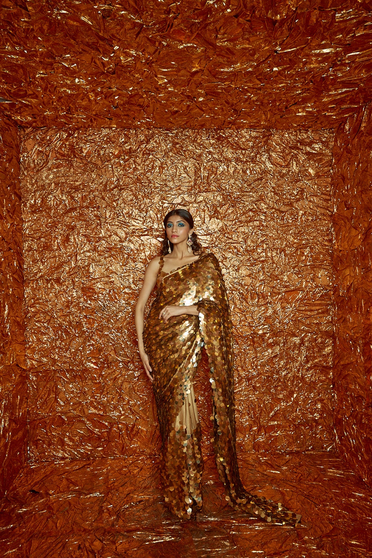 Gold Sequin Saree