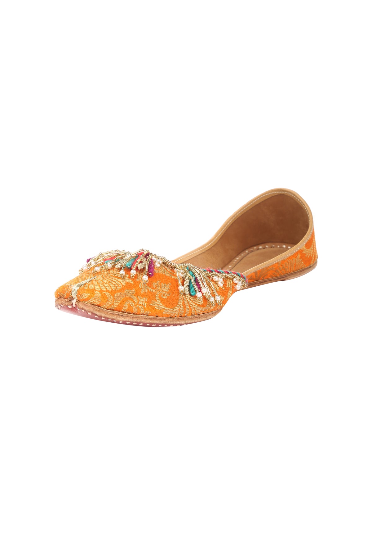 Sequin brocade jutti in orange