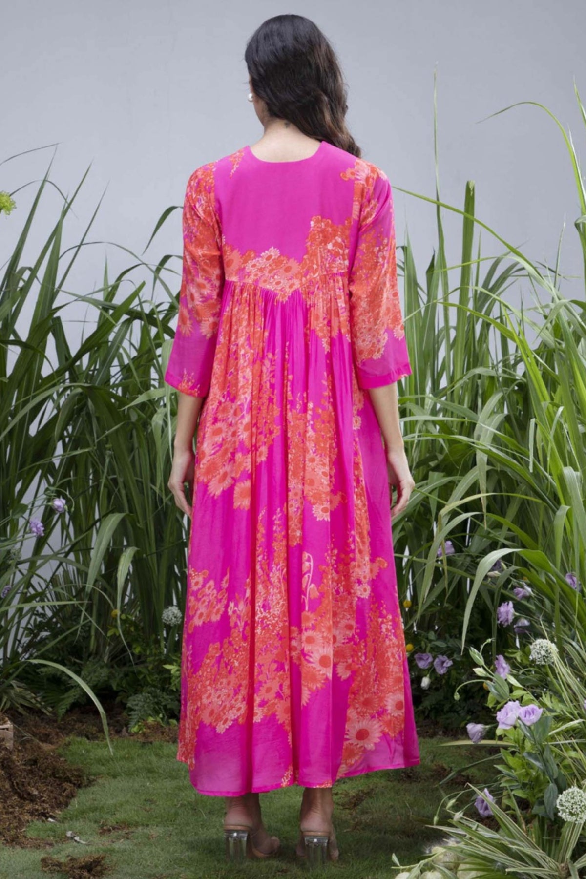 Pink Wildflower Zardozi Yoke Maxi