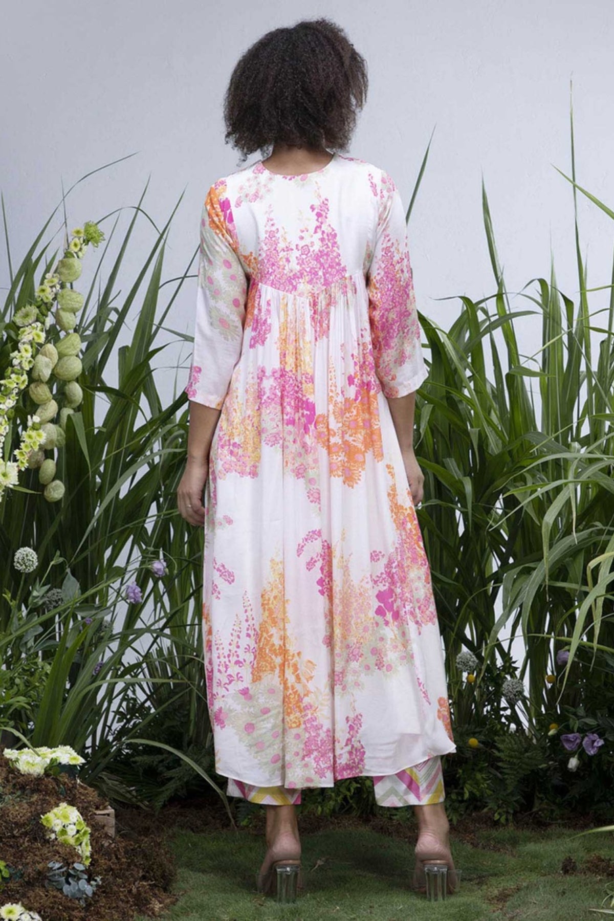 White Wildflower Zardozi Yoke Maxi