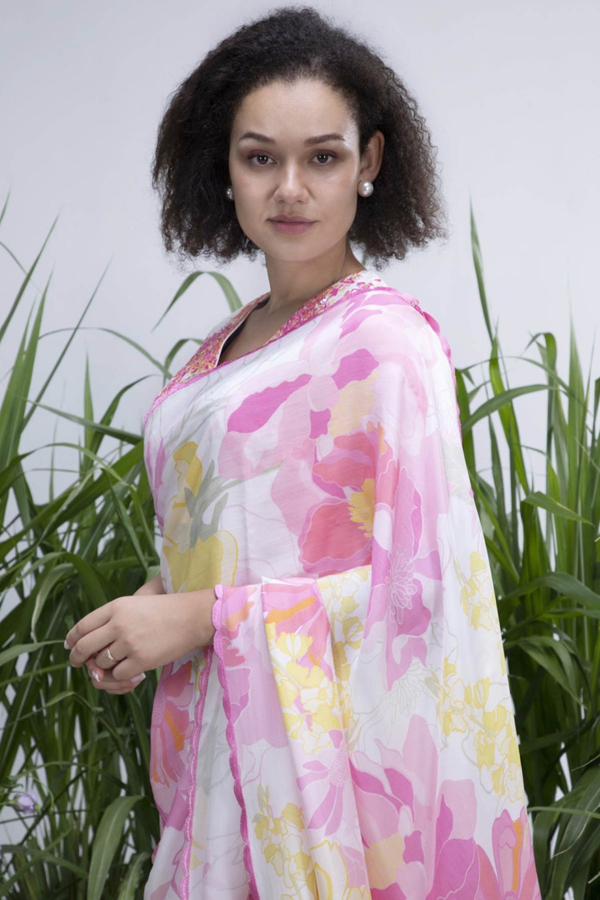 White Wildflower Saree