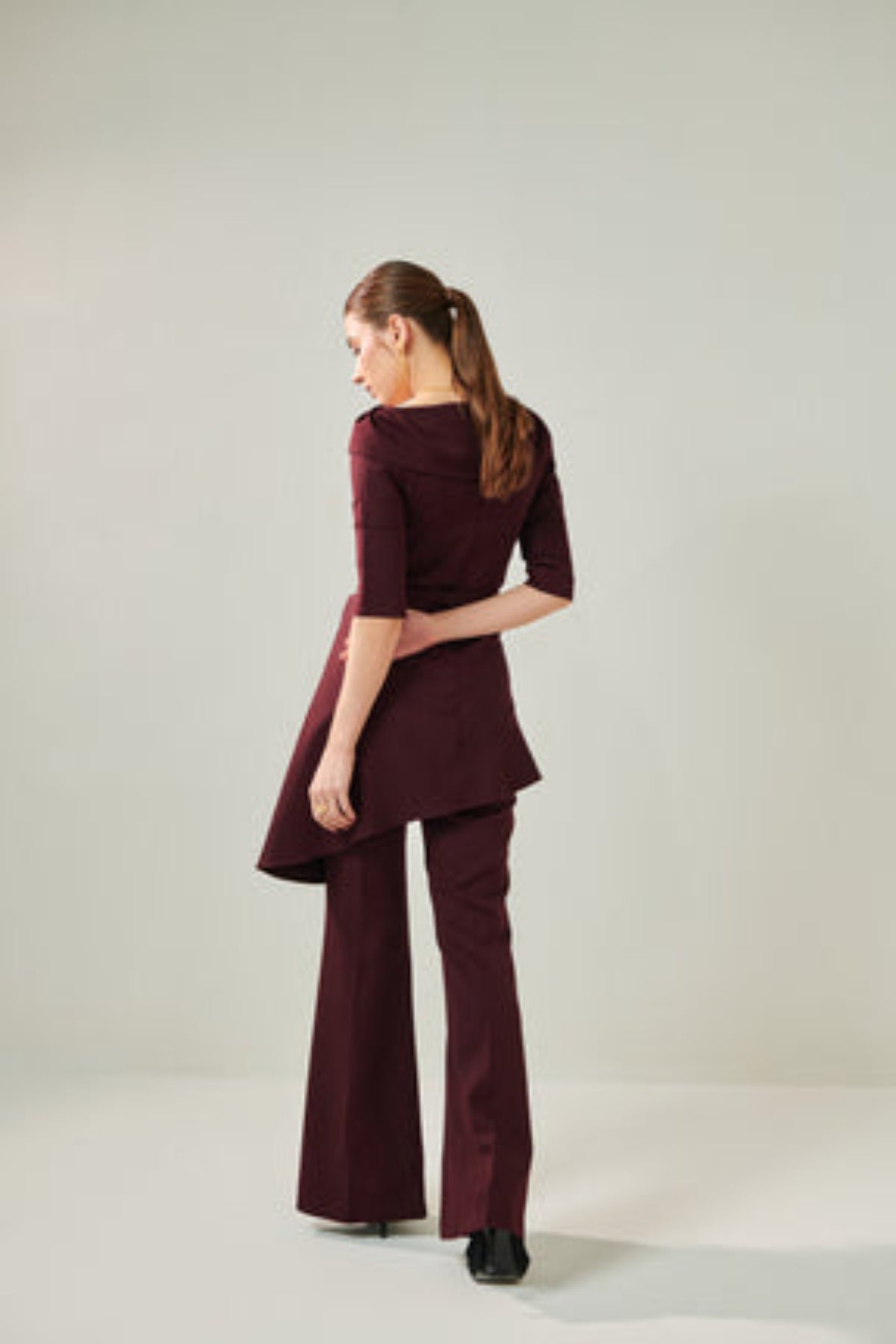 Off Shoulder Wine Co-ord Set