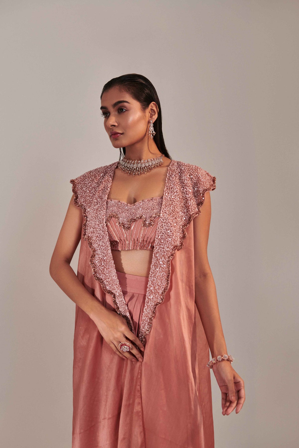 Aari Embroidery Cape Set