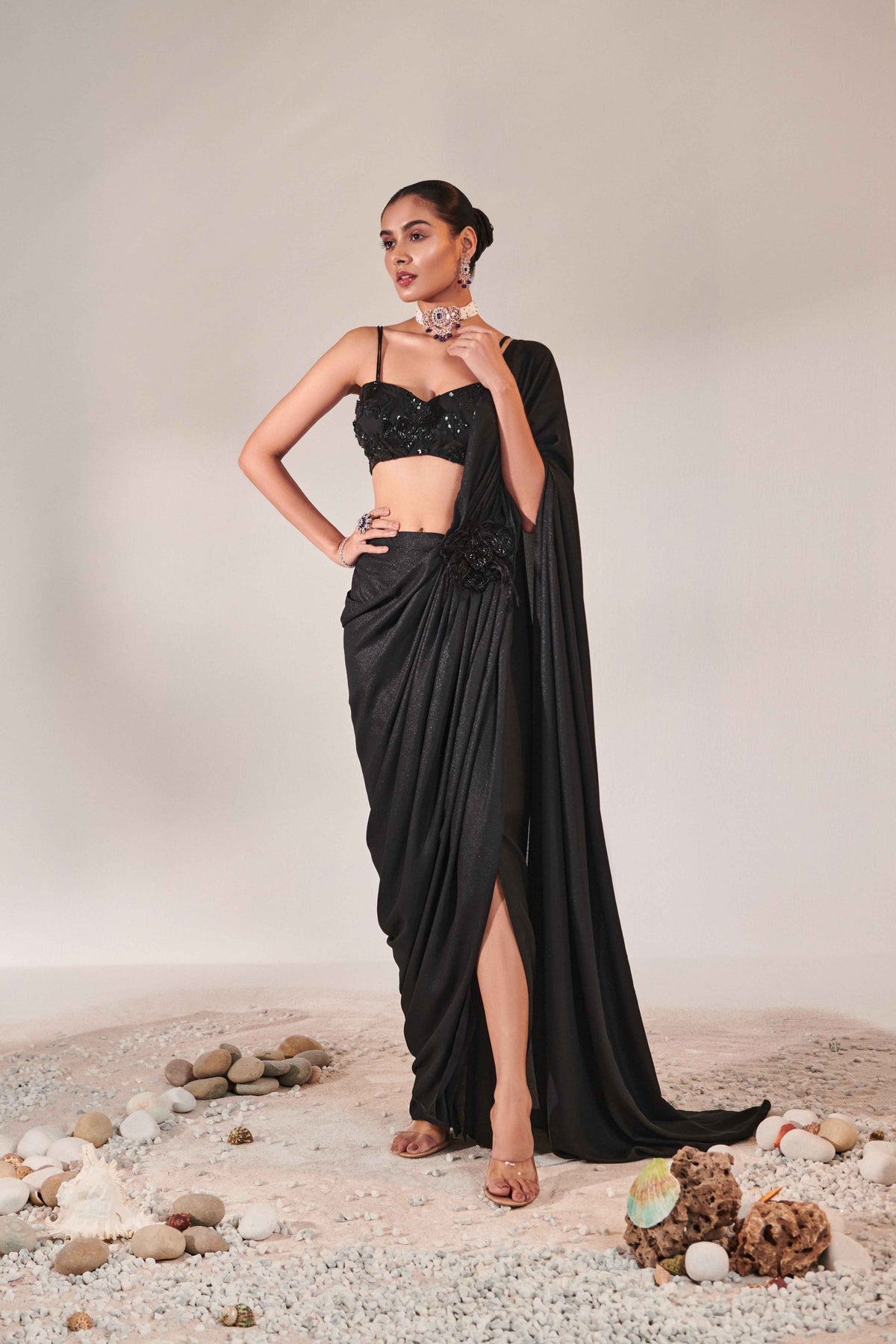 Pre-stitch drape saree