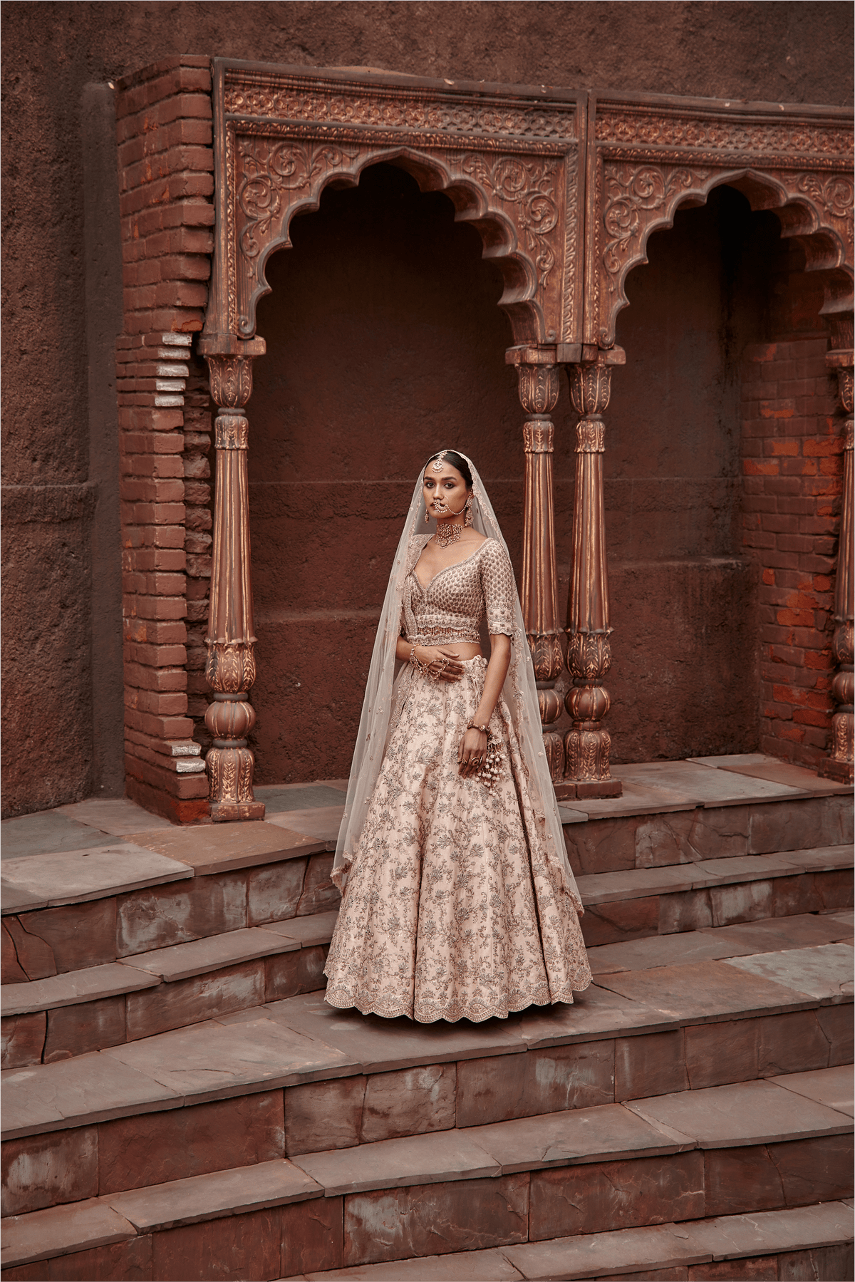 Blush Pink Raw Silk Lehenga  Set