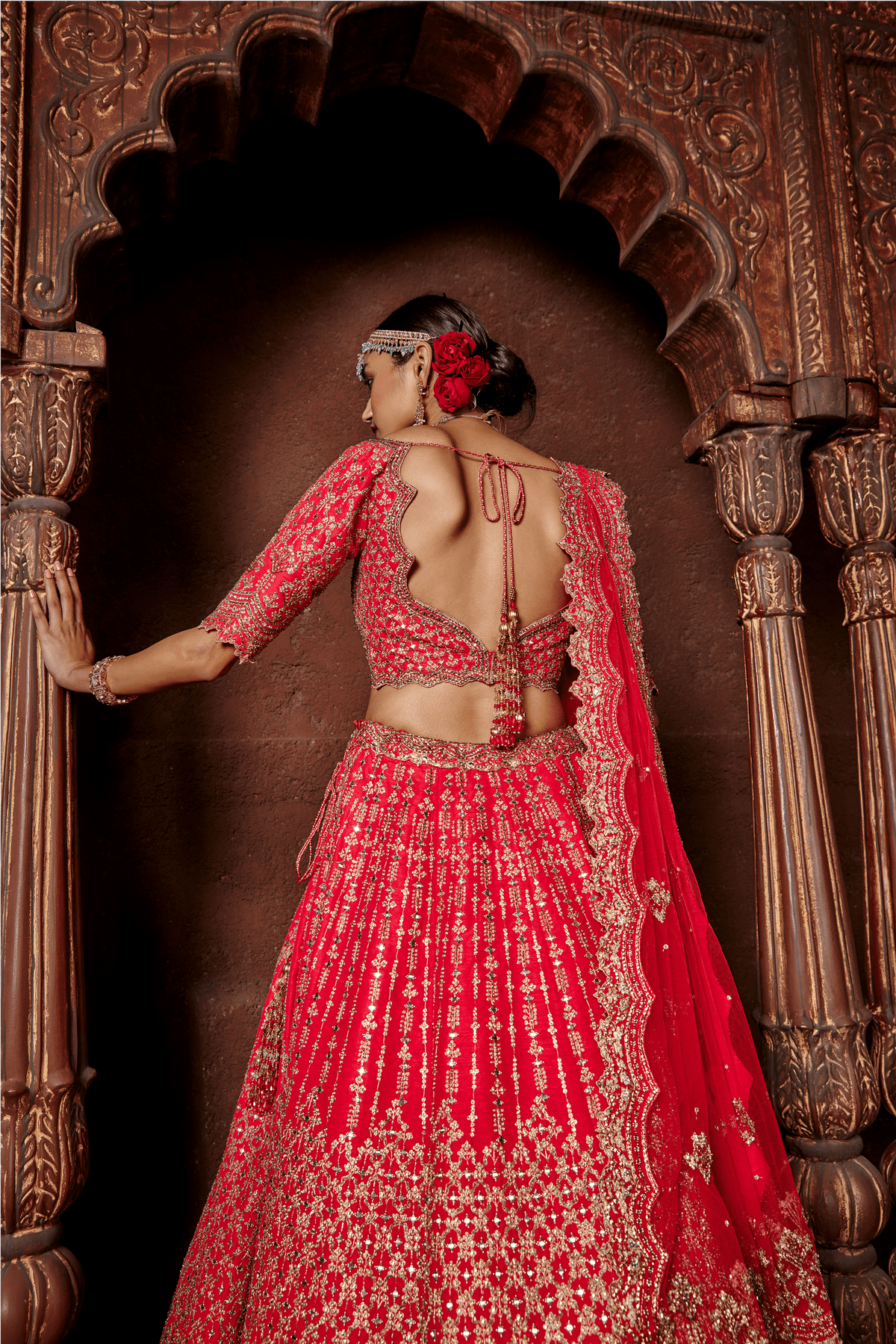 Fuschia Red  Raw Silk Lehenga