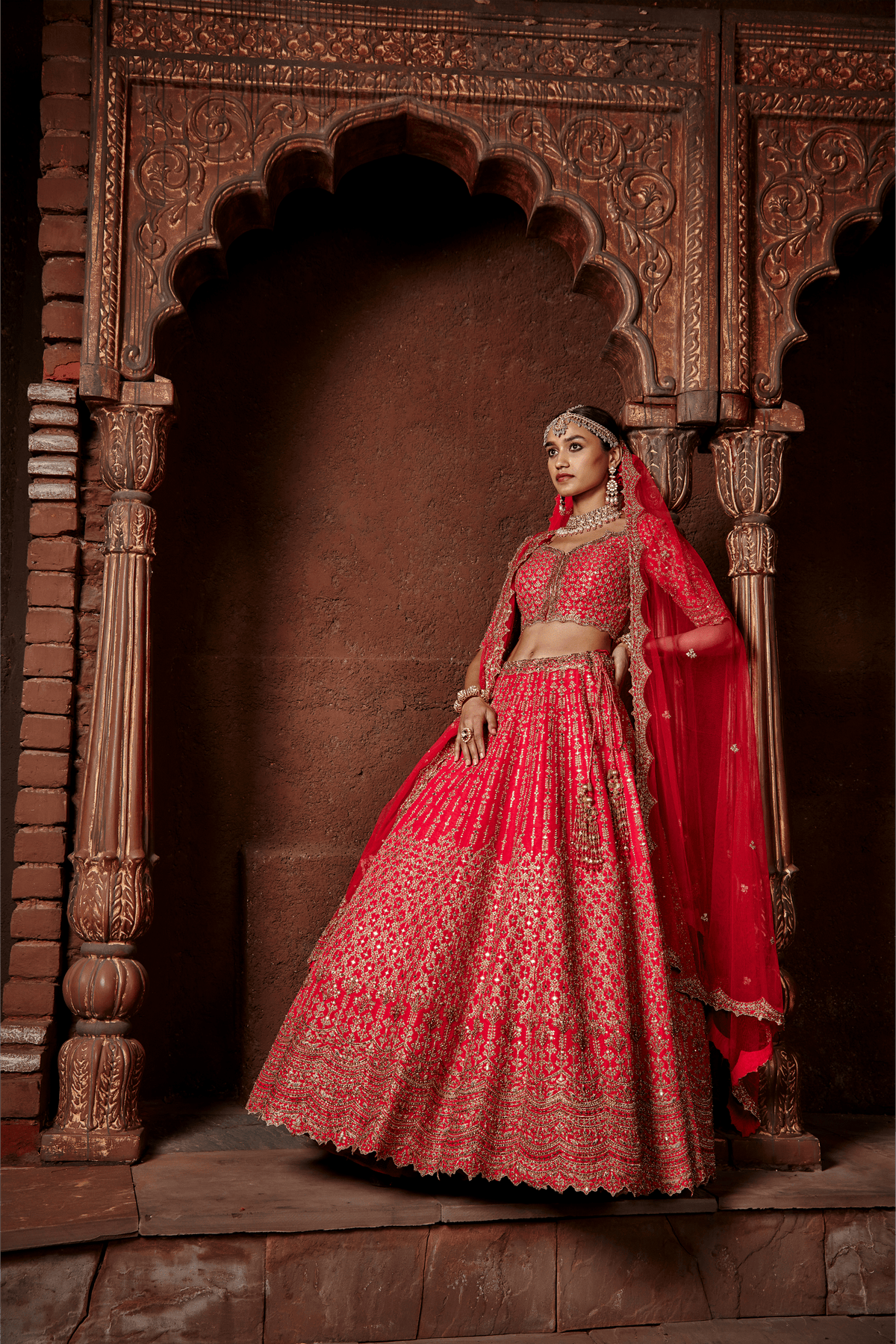 Fuschia Red  Raw Silk Lehenga