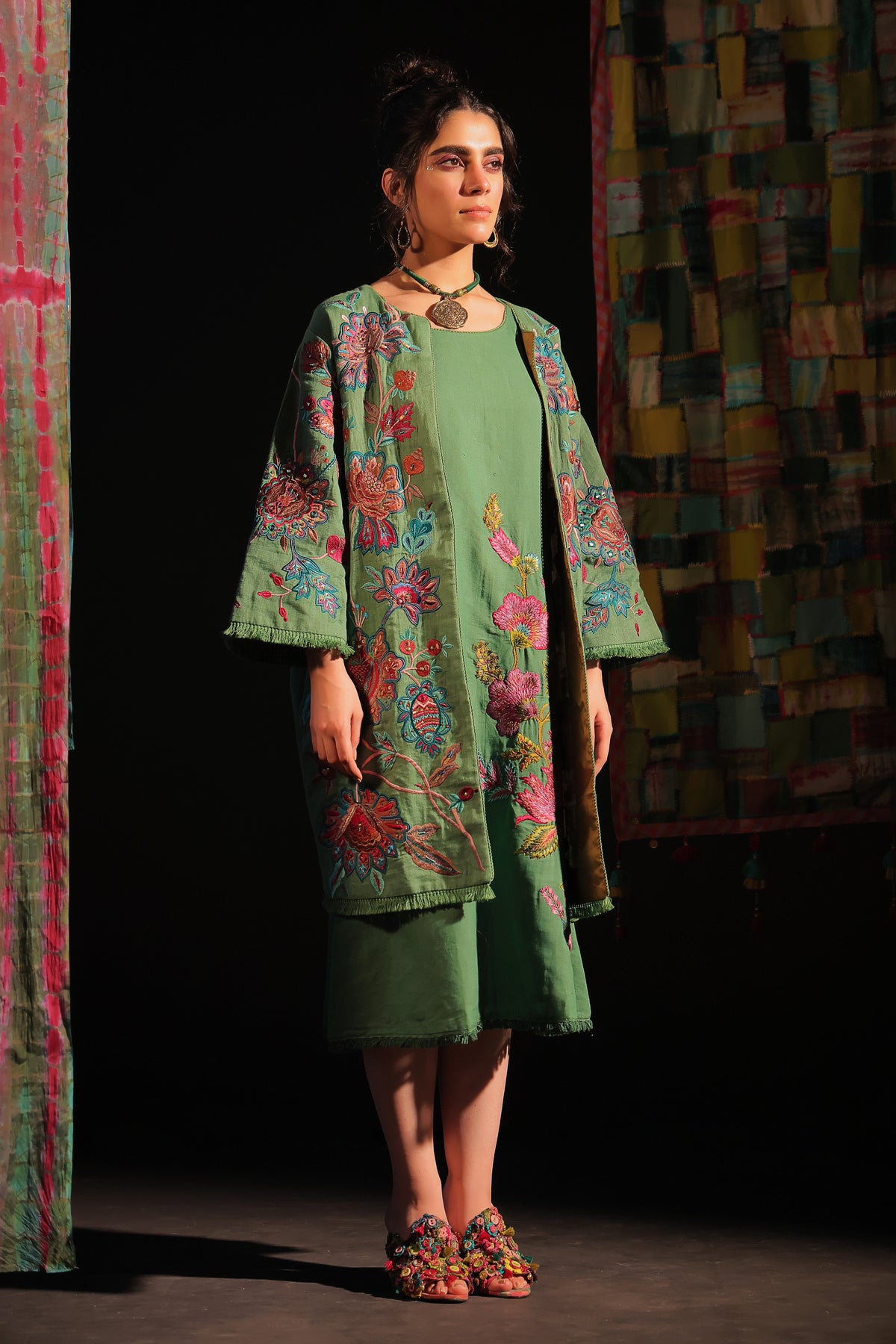 Ramola Embroidery Linen Coat