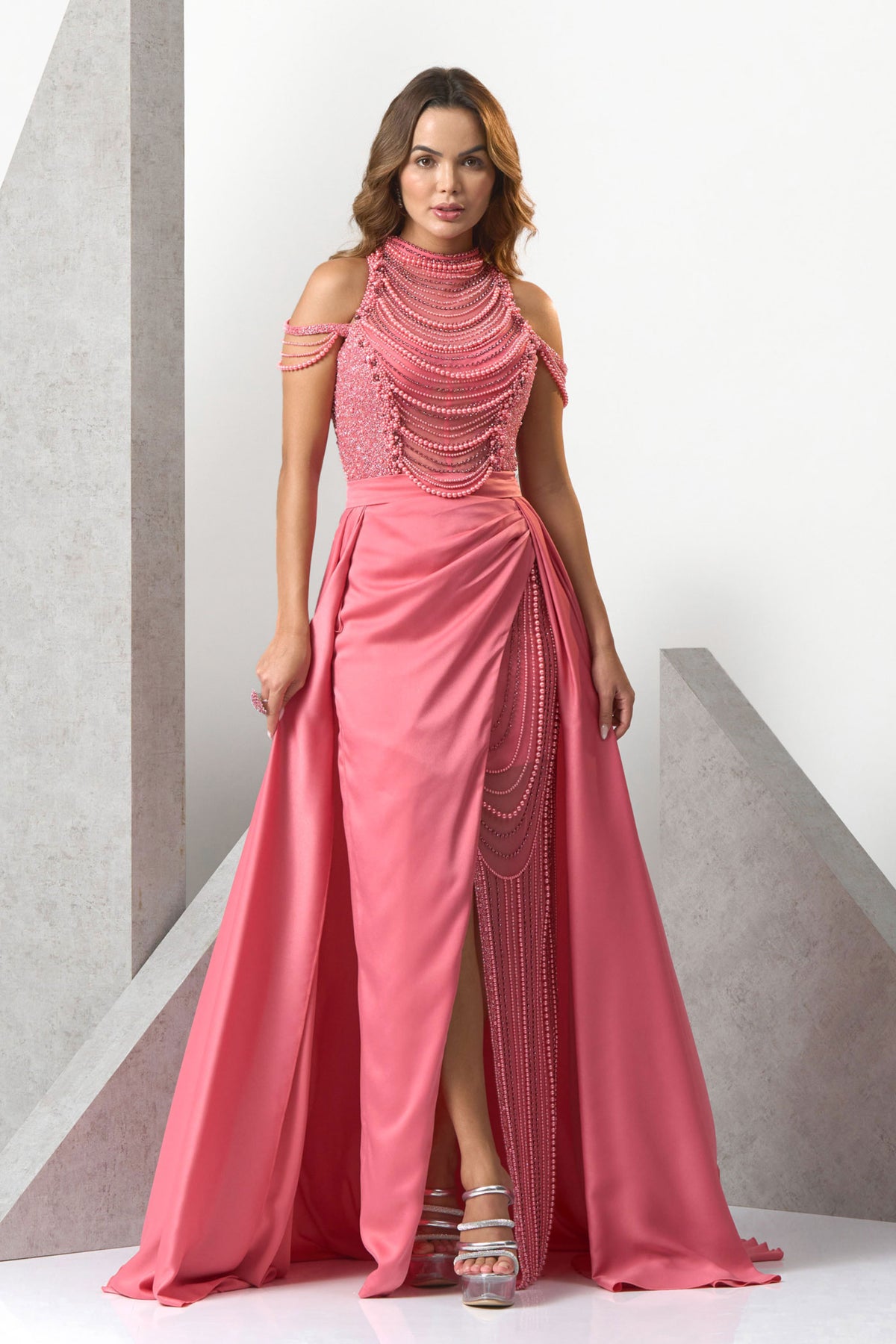 Pink Pearl Princess Evening Gown