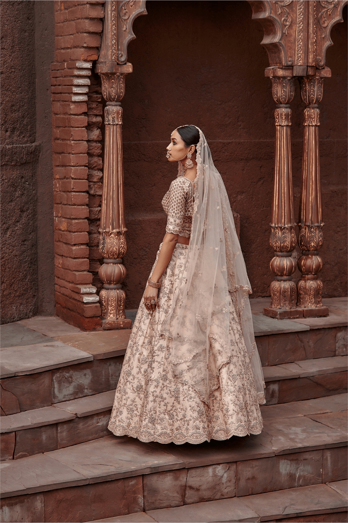 Blush Pink Raw Silk Lehenga  Set