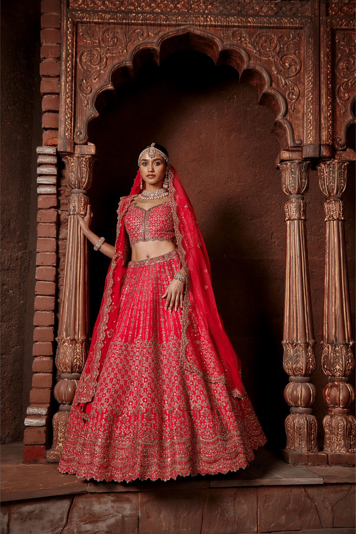 Fuschia Red  Raw Silk Lehenga