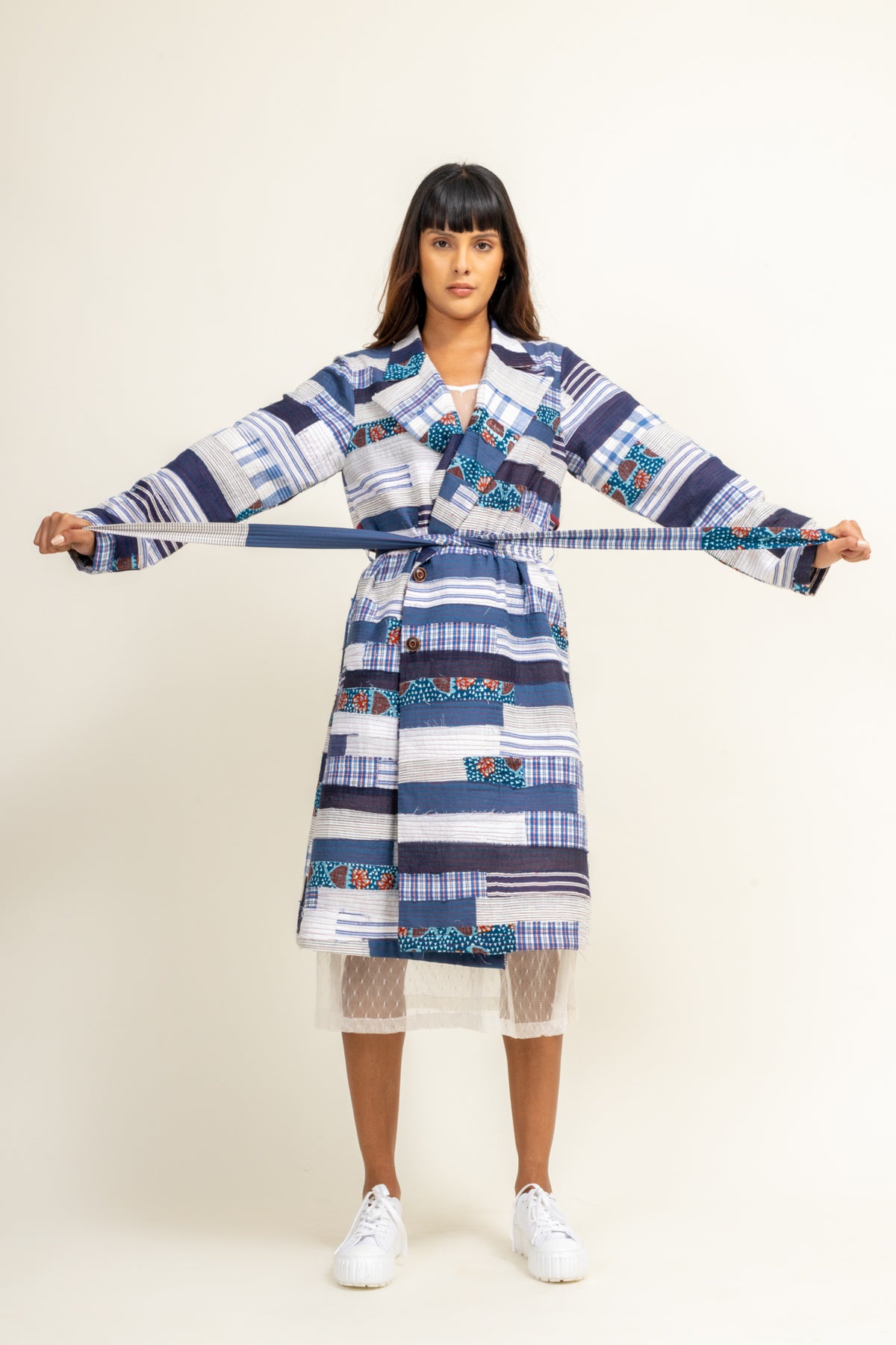 Sky Patchwork Trench