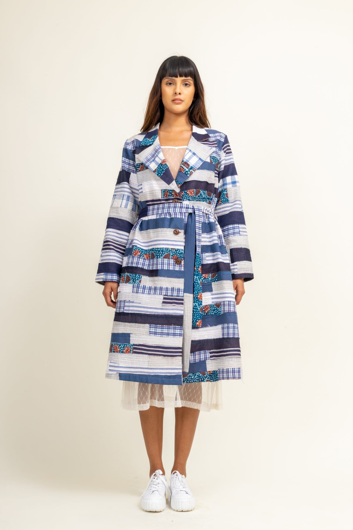 Sky Patchwork Trench